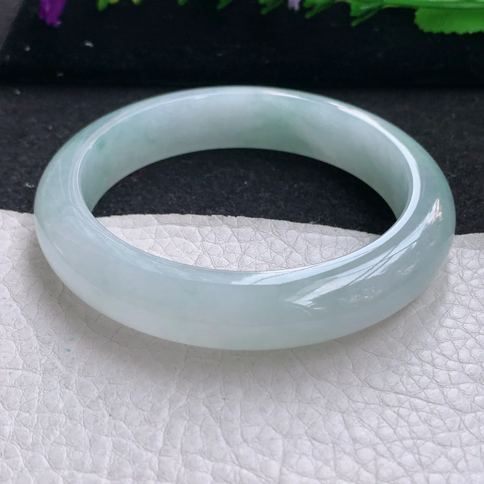 nr实拍56*12.5*8.5平安镯 缅甸翡翠a货玉手镯冰胶飘花宽边玉手环