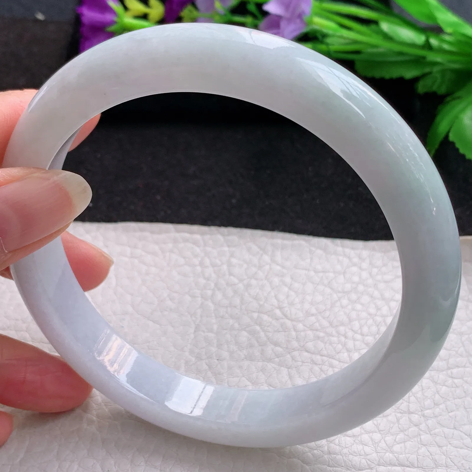 hh大圈口74*12.5*9.8平安镯 缅甸翡翠a货玉手镯水润宽边臂镯 玉手环