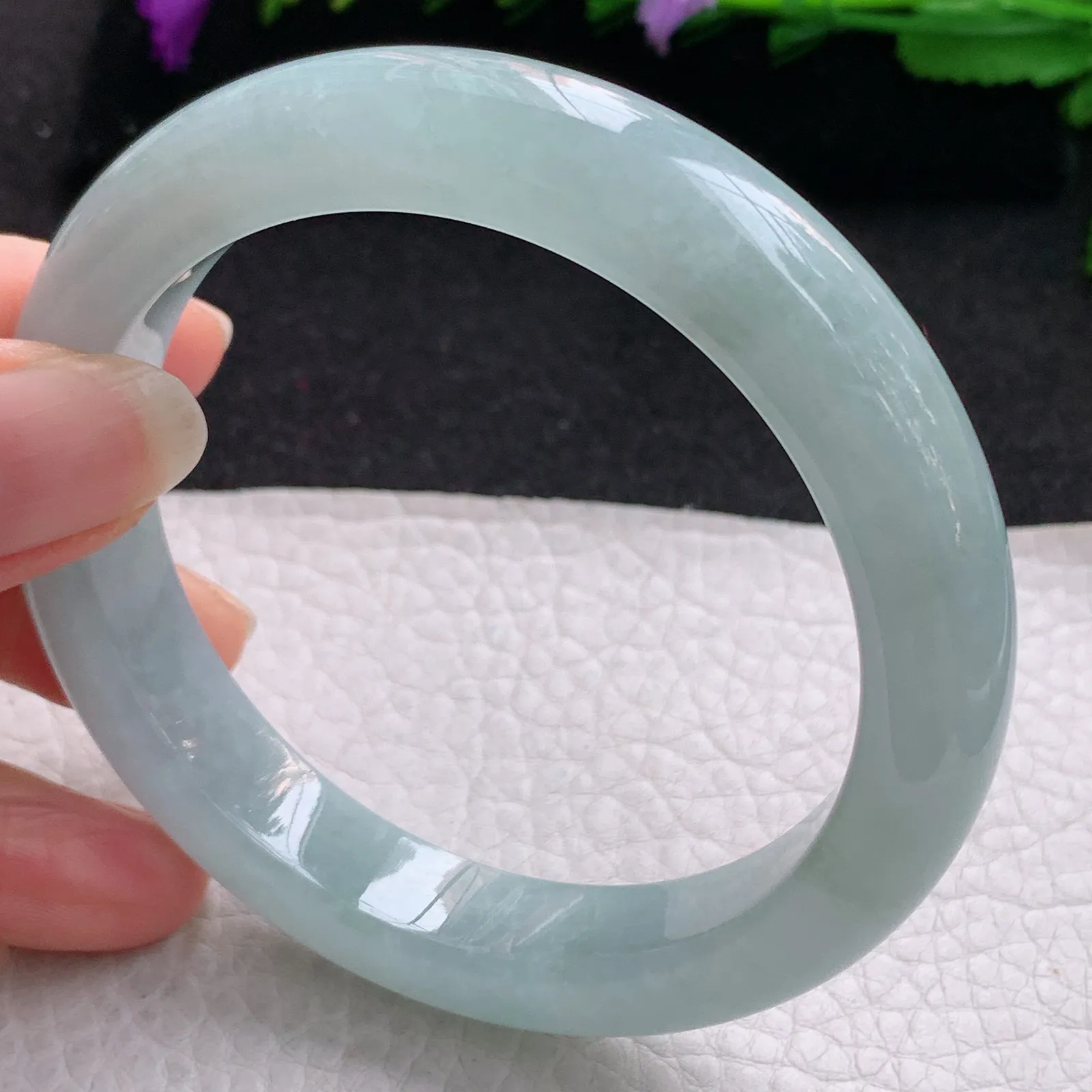 nr大圈口60*12.2*9平安镯 缅甸翡翠a货玉手镯冰润宽边玉手环