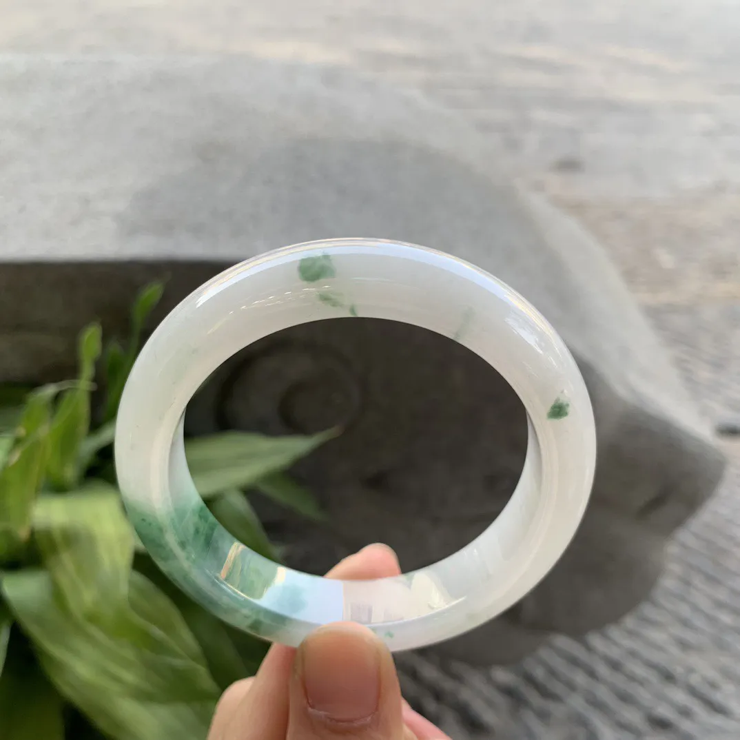 圈口55.8-13-9.2 【冰飘绿花正圈手镯】正圈55 56可戴