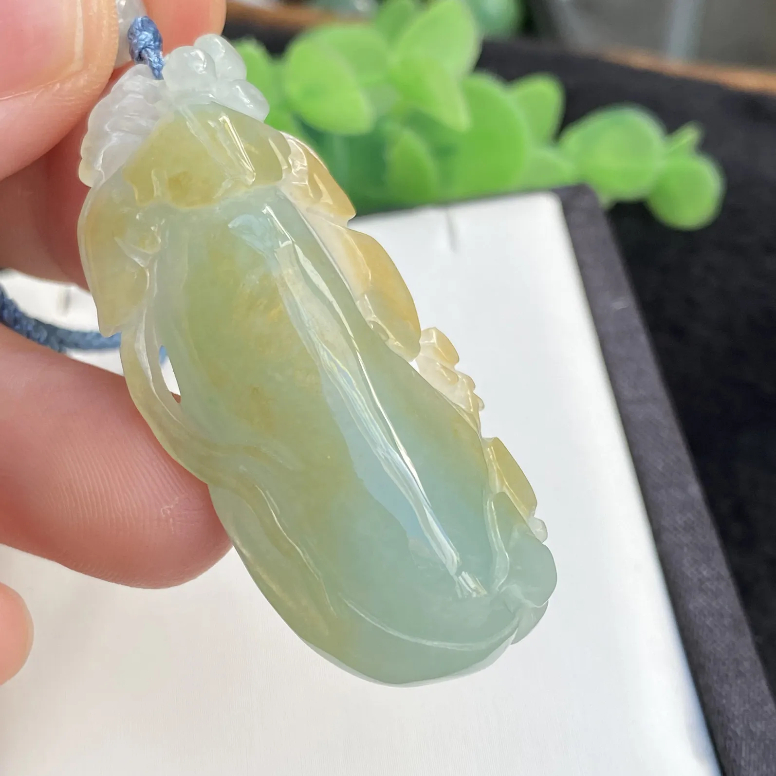 推荐【冰润双彩福瓜】黄加绿，细腻，厚装，无纹裂，50*23*11.2