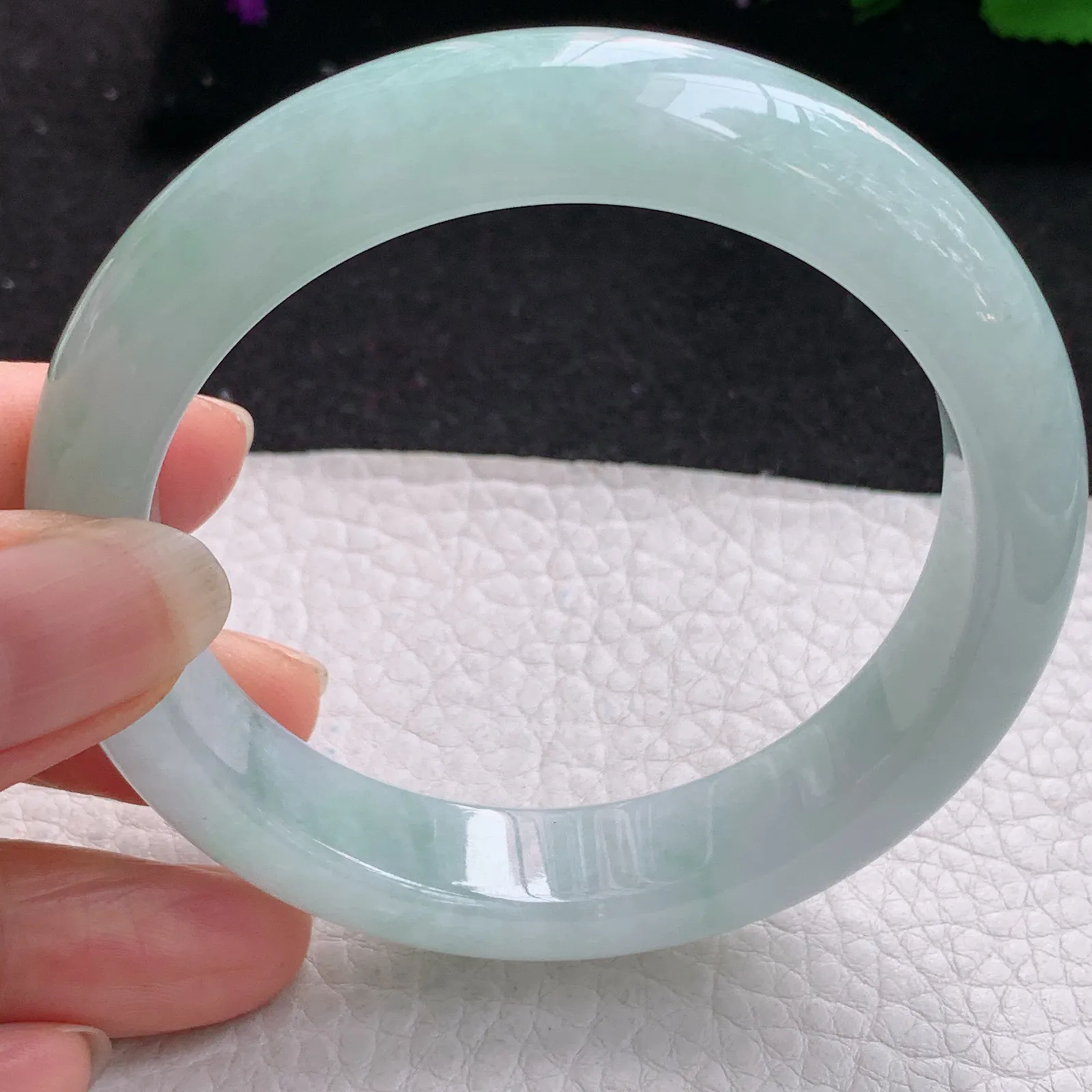 nr实拍57*13.2*8.8平安镯 缅甸翡翠a货玉手镯清爽飘绿宽边玉手环