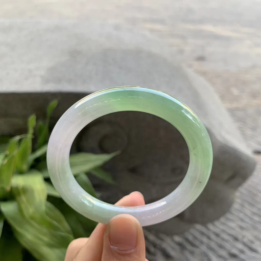 小圈口51.1-9.3 【春彩圆条手镯】圆条51 52可戴 冰透水润