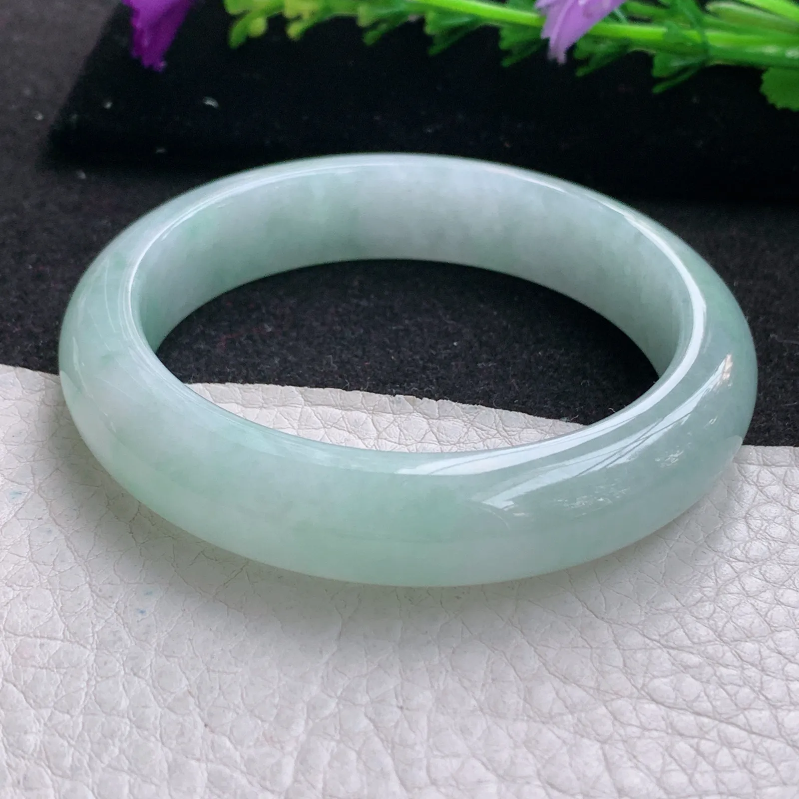 nr实拍57*13.2*8.8平安镯 缅甸翡翠a货玉手镯清爽飘绿宽边玉手环