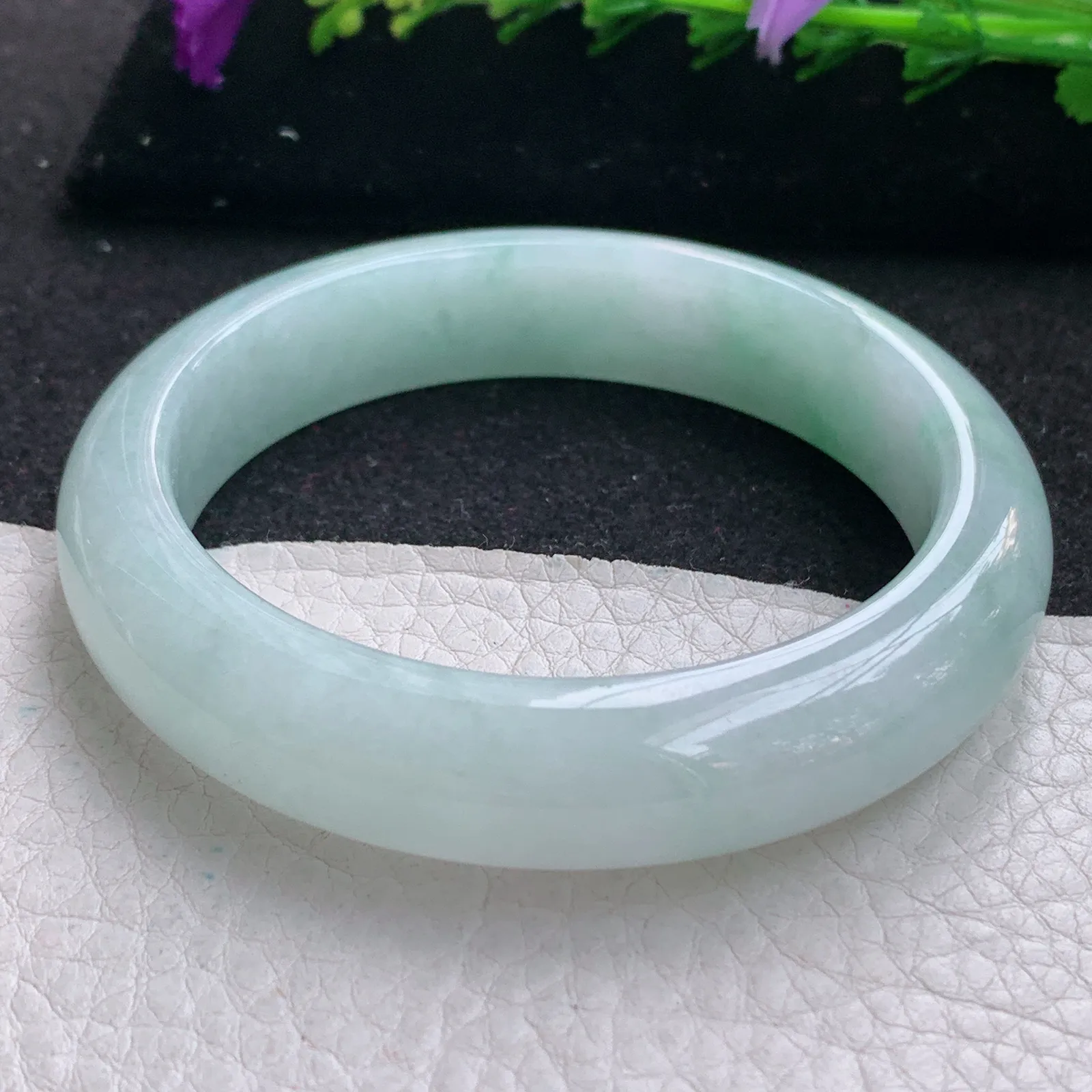 nr实拍57*13.2*8.8平安镯 缅甸翡翠a货玉手镯清爽飘绿宽边玉手环