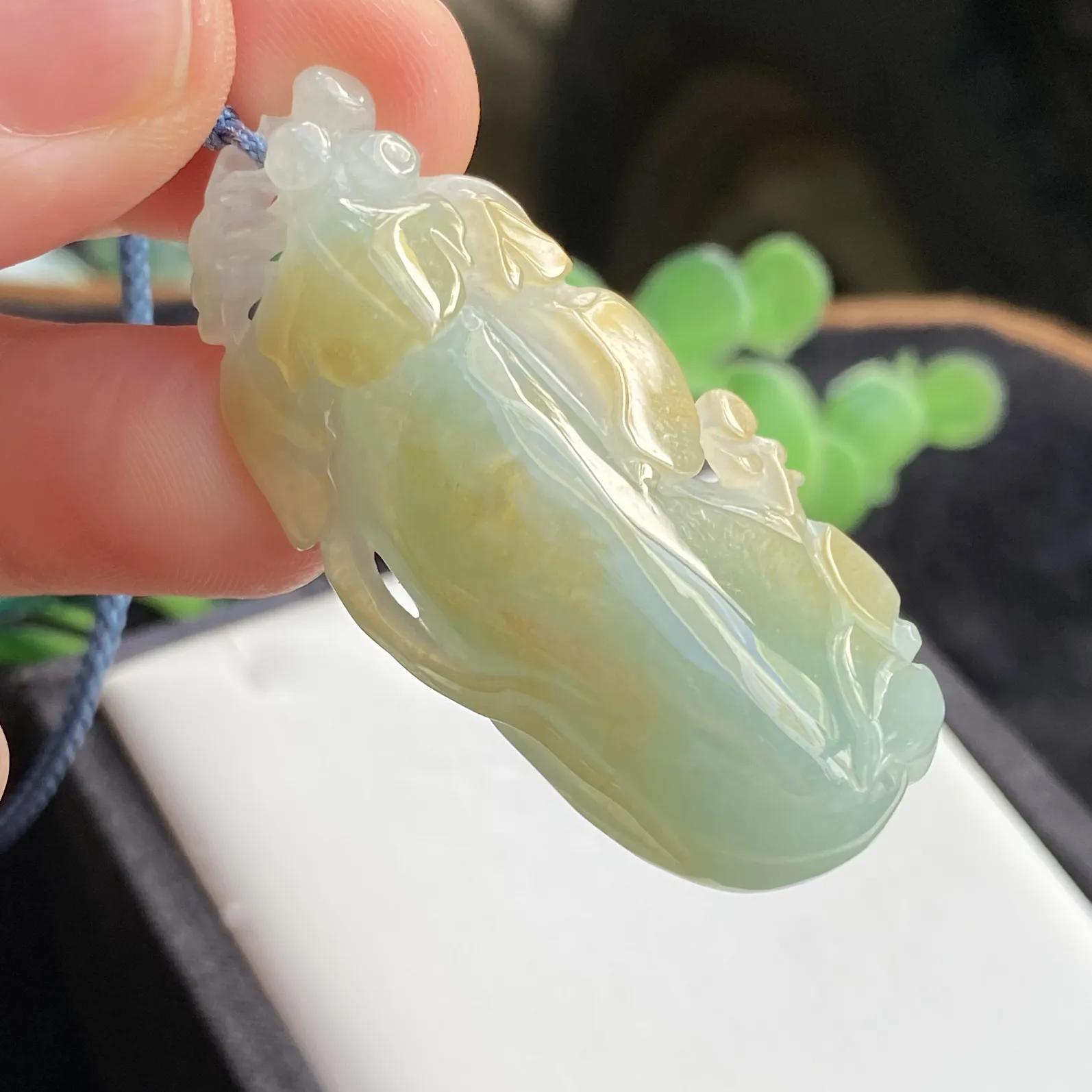 推荐【冰润双彩福瓜】黄加绿，细腻，厚装，无纹裂，50*23*11.2