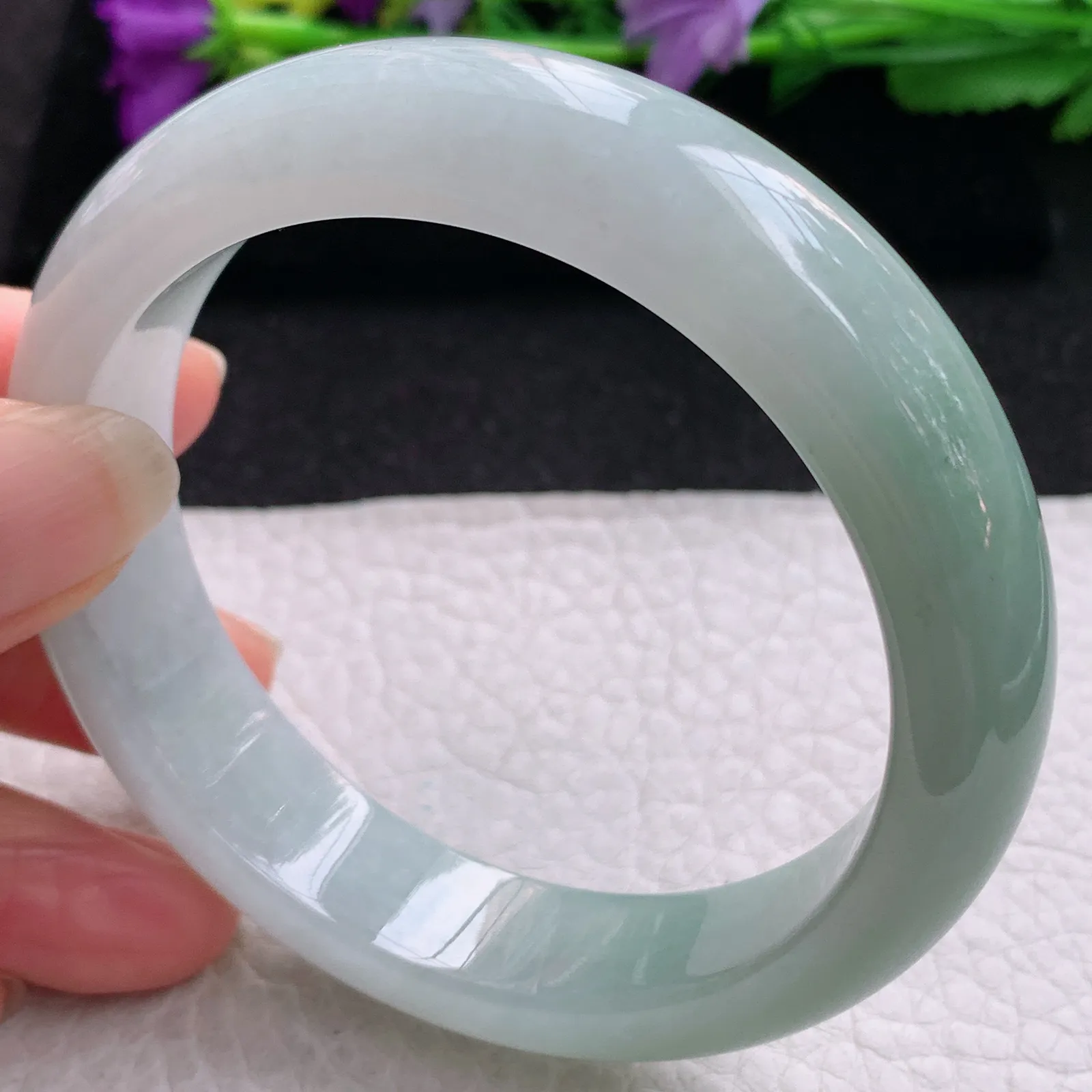 js实拍58.5*13.9*872平安镯 缅甸翡翠精美水润半山水厚装宽边玉手镯 玉手环