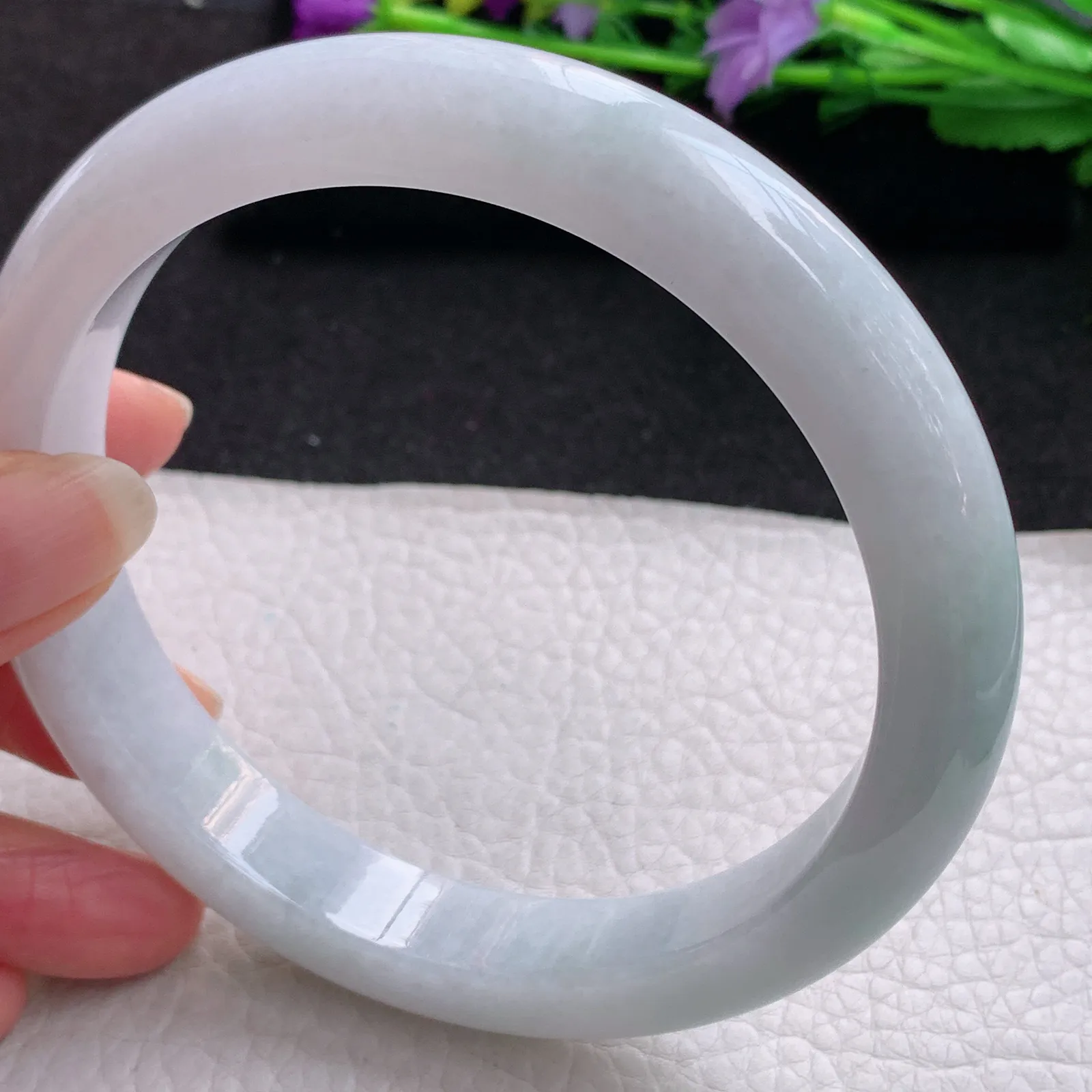 hh大圈口74*12.5*9.8平安镯 缅甸翡翠a货玉手镯水润宽边臂镯 玉手环