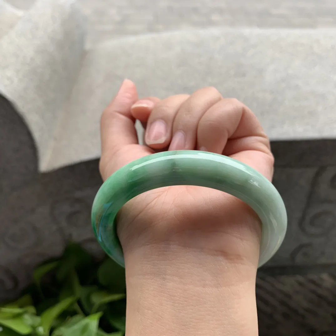 圈口57.3-12-9 【辣绿正圈手镯】正圈57 58可戴