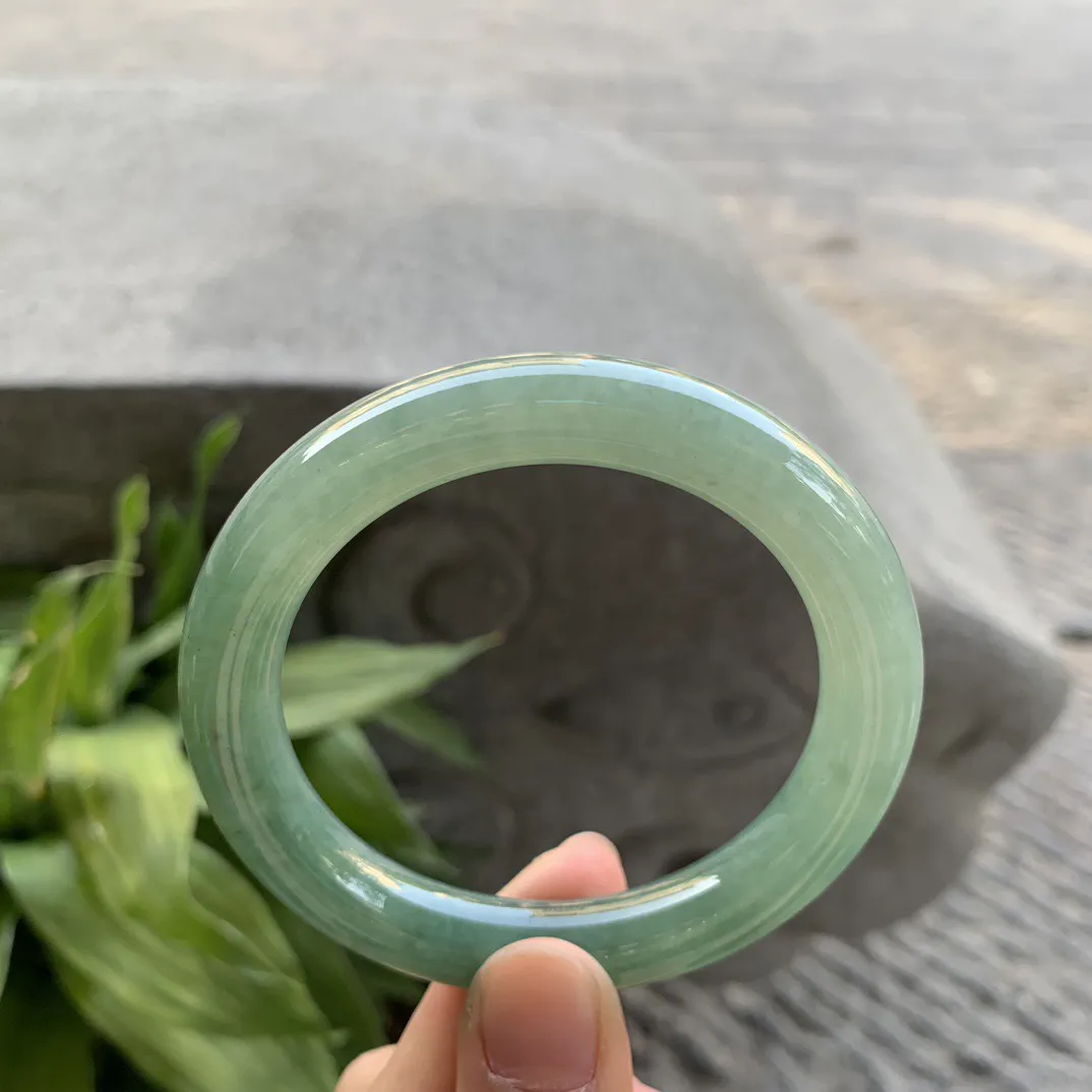 圈口54.8-10.7 【油绿圆条手镯】圆条54 55可戴