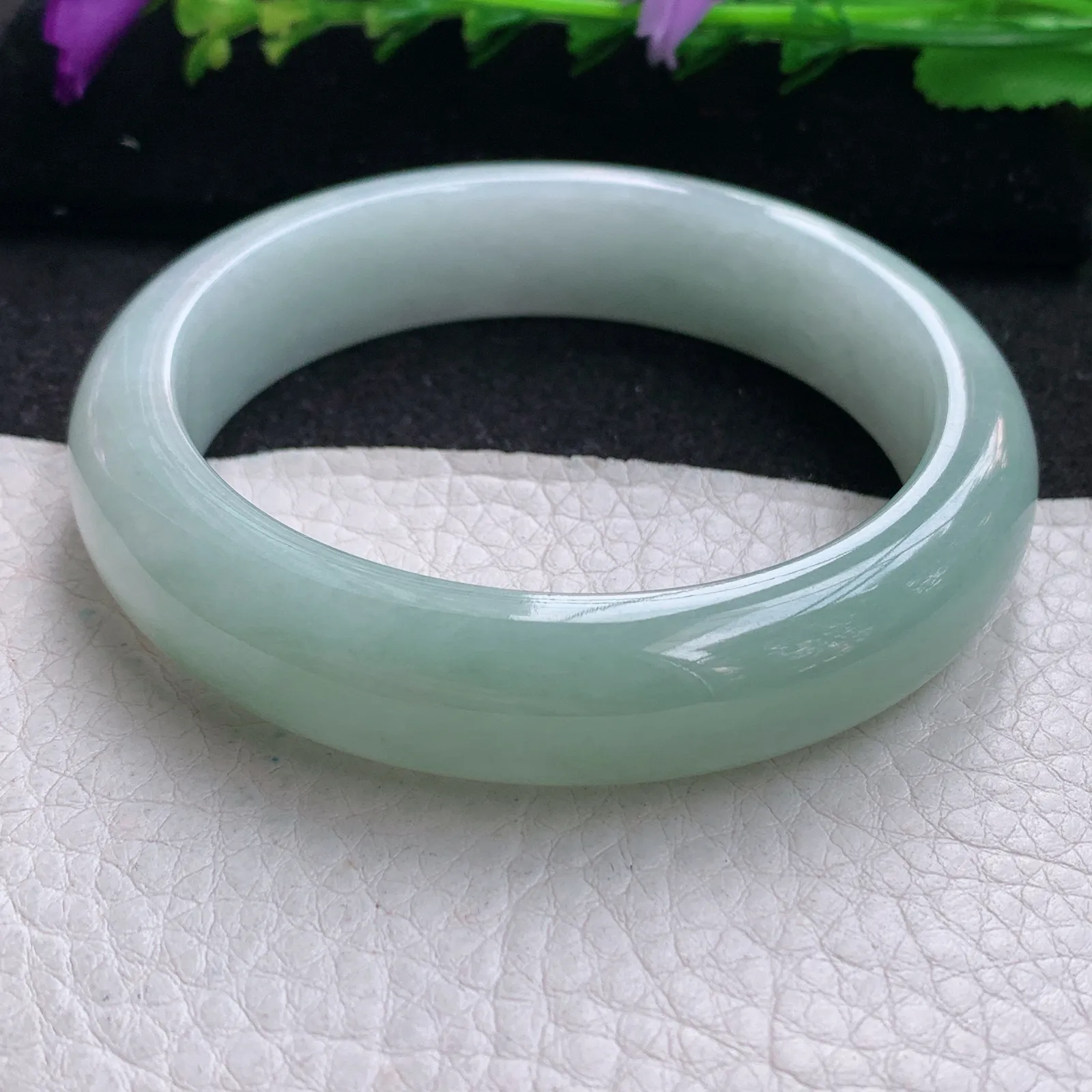 js实拍58.5*13.9*872平安镯 缅甸翡翠精美水润半山水厚装宽边玉手镯 玉手环