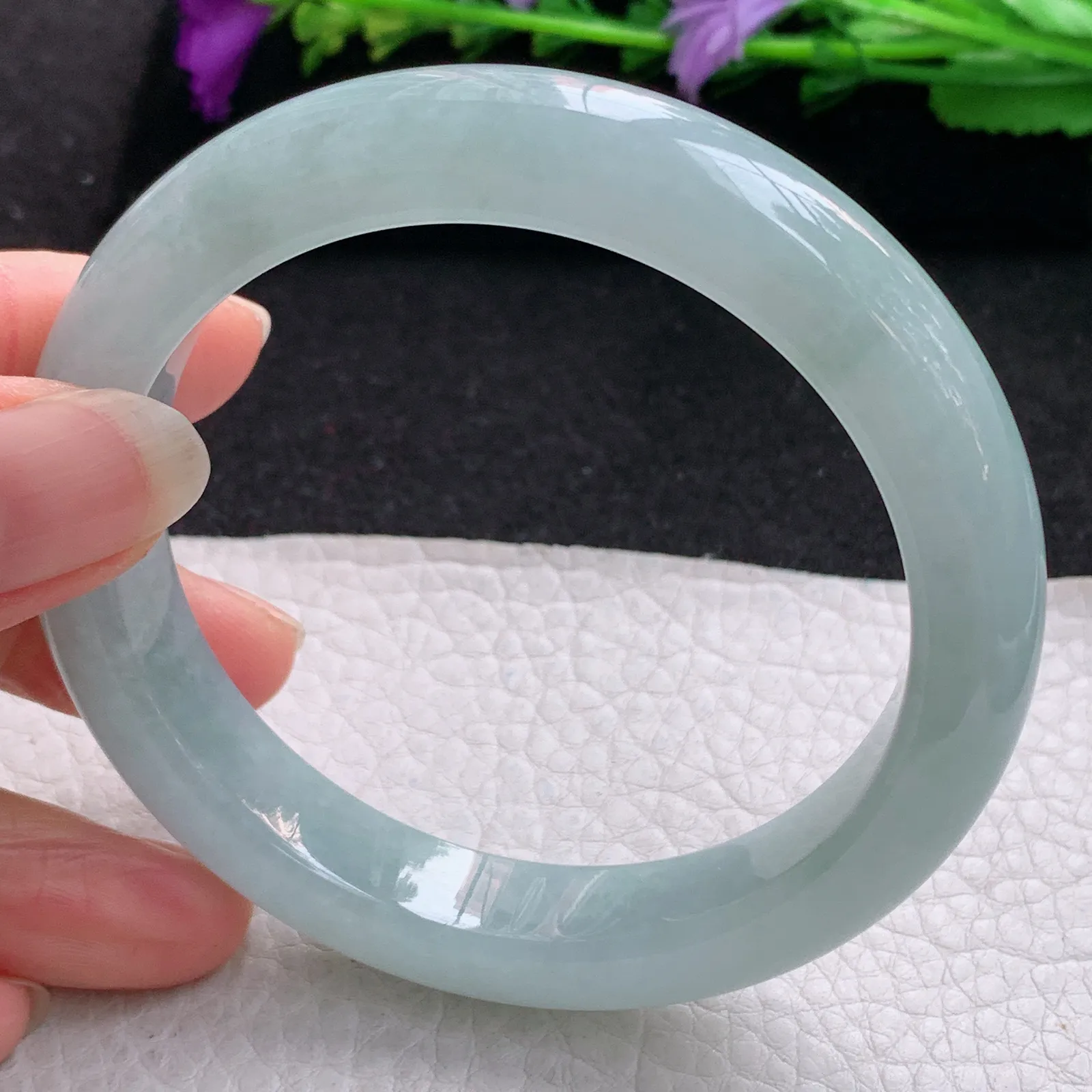 nr大圈口60*12.2*9平安镯 缅甸翡翠a货玉手镯冰润宽边玉手环