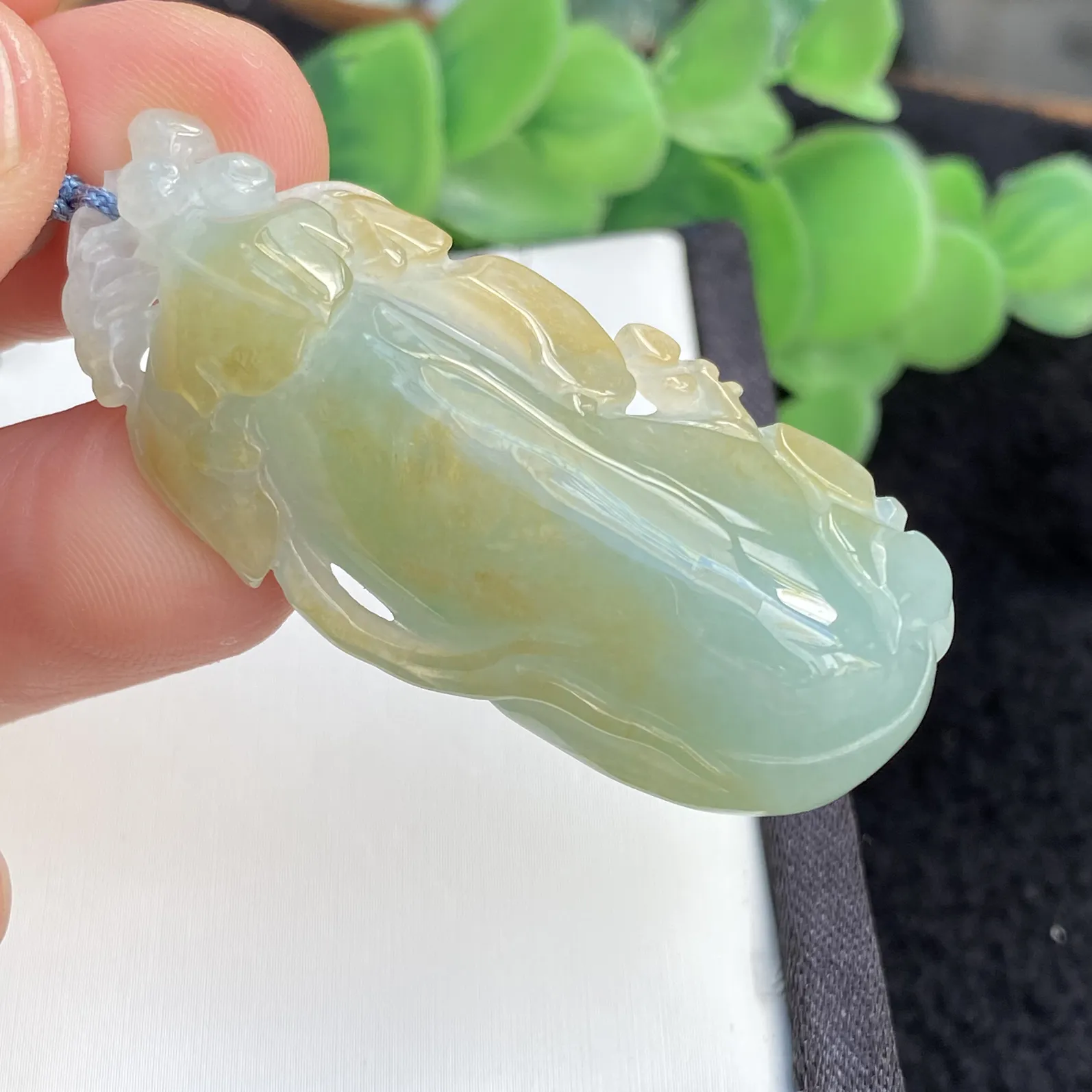 推荐【冰润双彩福瓜】黄加绿，细腻，厚装，无纹裂，50*23*11.2