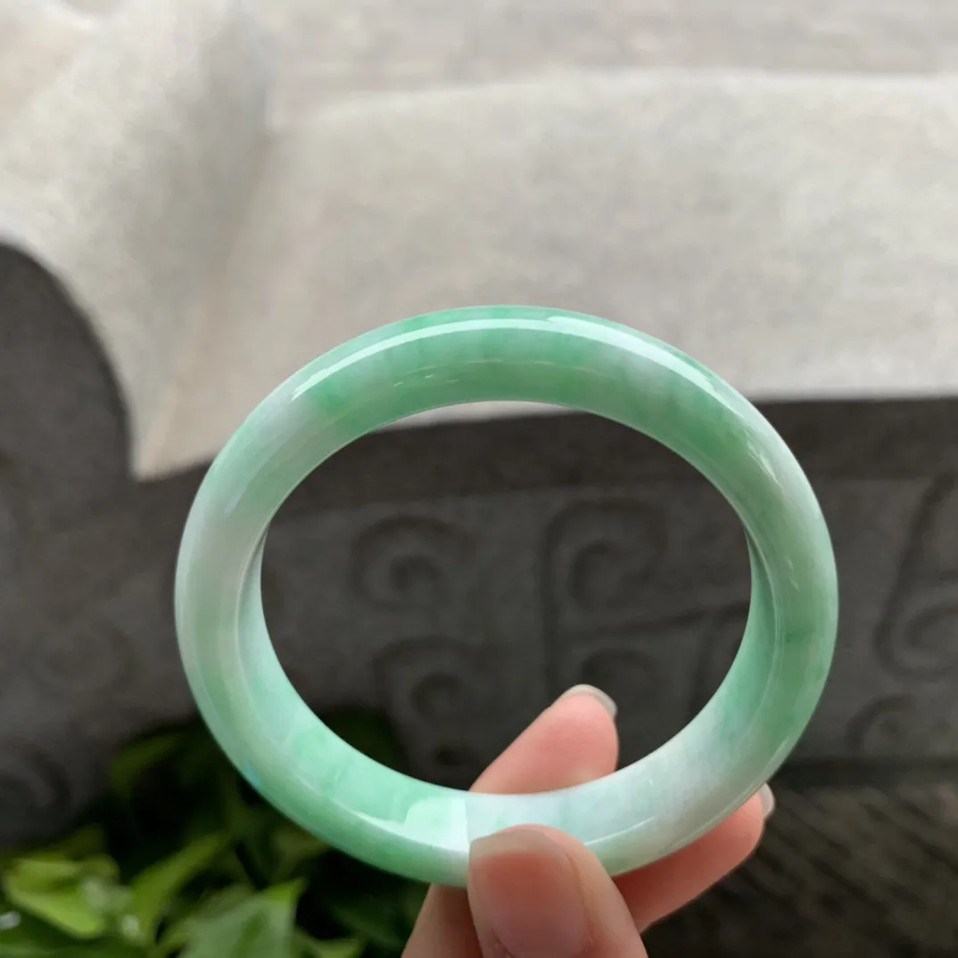 小圈口53.5-11.6-7.6 【飘绿正圈手镯】正圈53 54可戴