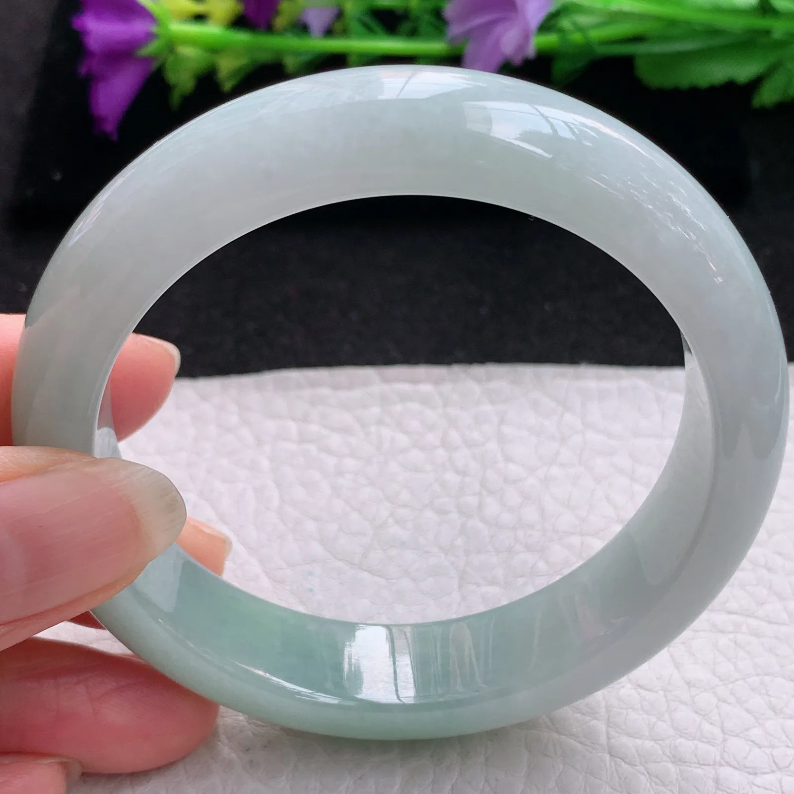 js实拍58.5*13.9*872平安镯 缅甸翡翠精美水润半山水厚装宽边玉手镯 玉手环