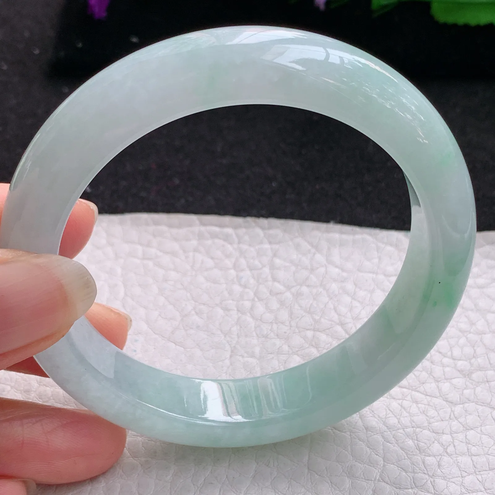 nr实拍57*13.2*8.8平安镯 缅甸翡翠a货玉手镯清爽飘绿宽边玉手环