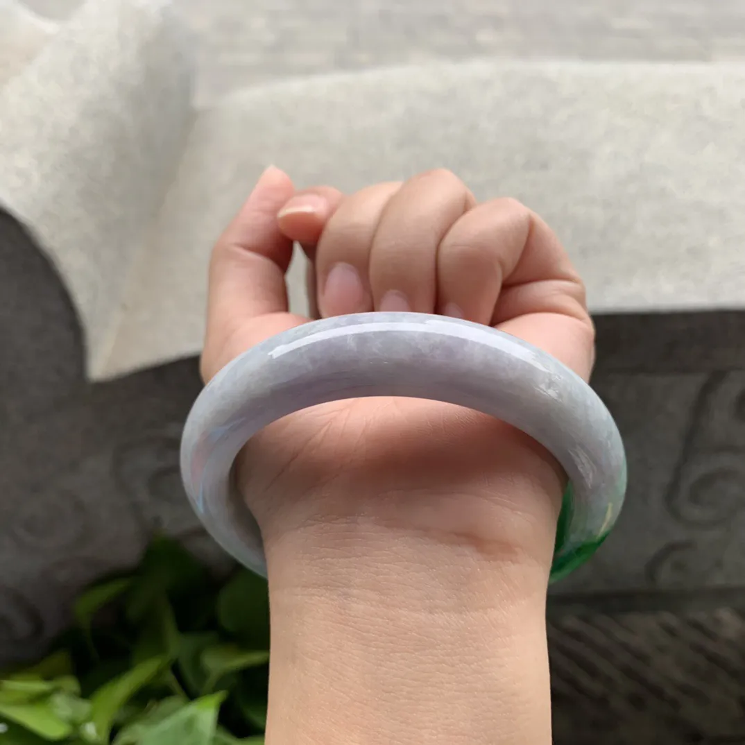 大圈口62.8-14.2-9.6 【飘辣绿正圈手镯】正圈62 63可戴