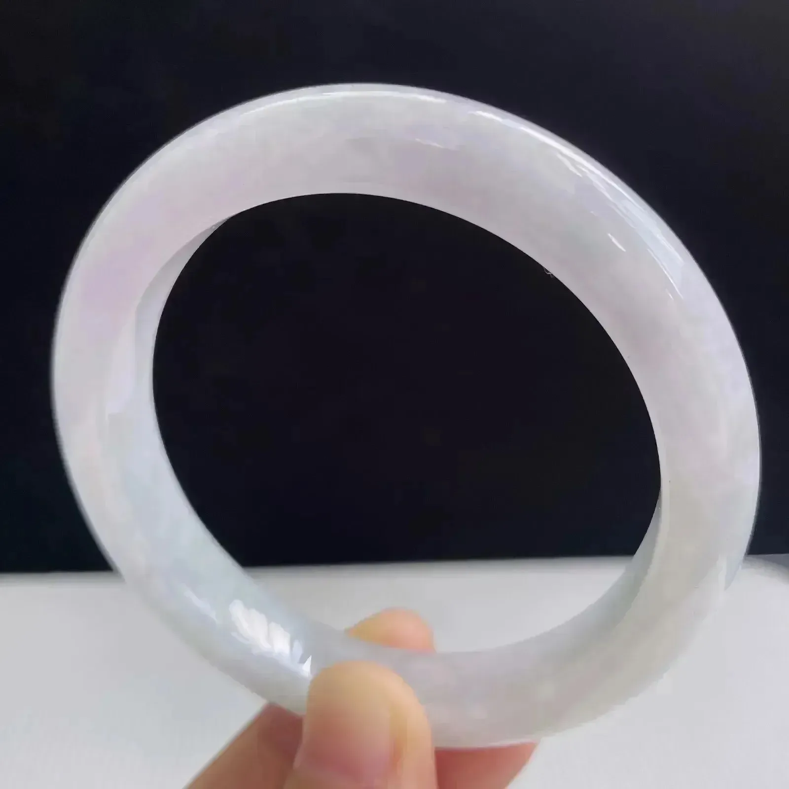 54圈有种有色天然翡翠A货玉手镯好种水水润手镯 43.65g