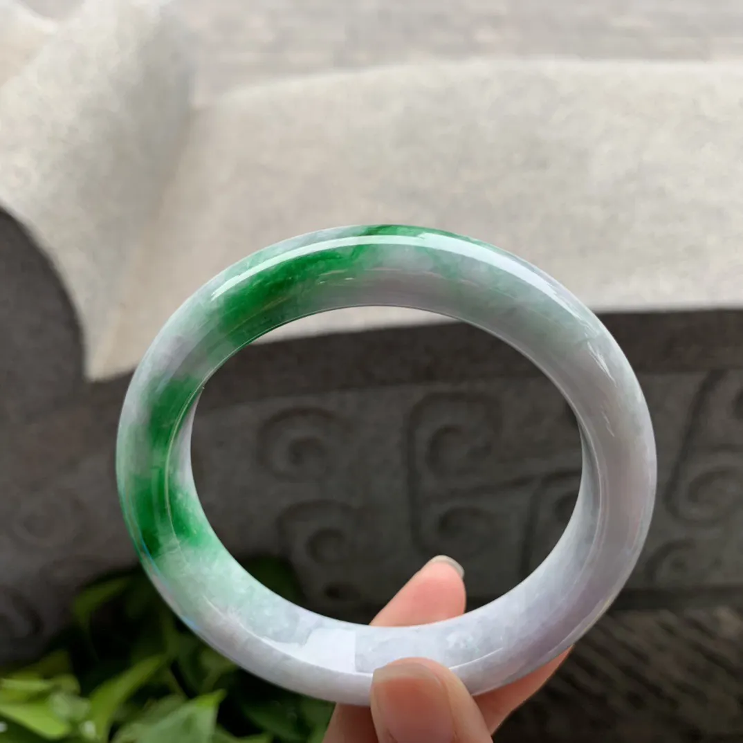 大圈口62.8-14.2-9.6 【飘辣绿正圈手镯】正圈62 63可戴