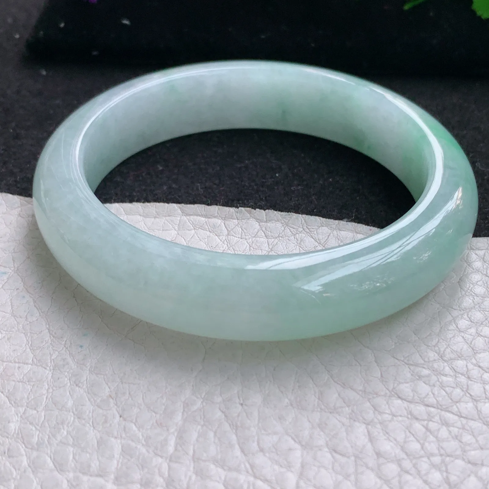 nr实拍57*13.2*8.8平安镯 缅甸翡翠a货玉手镯清爽飘绿宽边玉手环