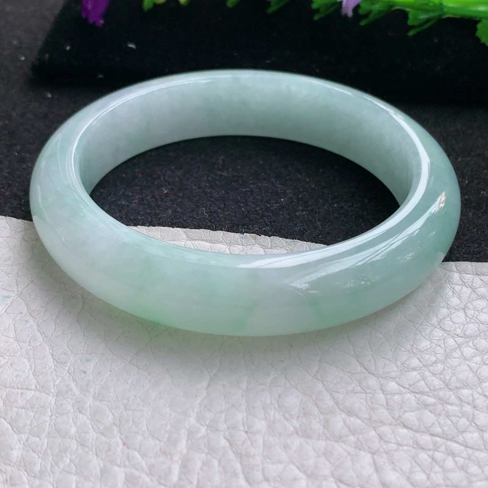 nr实拍57*13.2*8.8平安镯 缅甸翡翠a货玉手镯清爽飘绿宽边玉手环