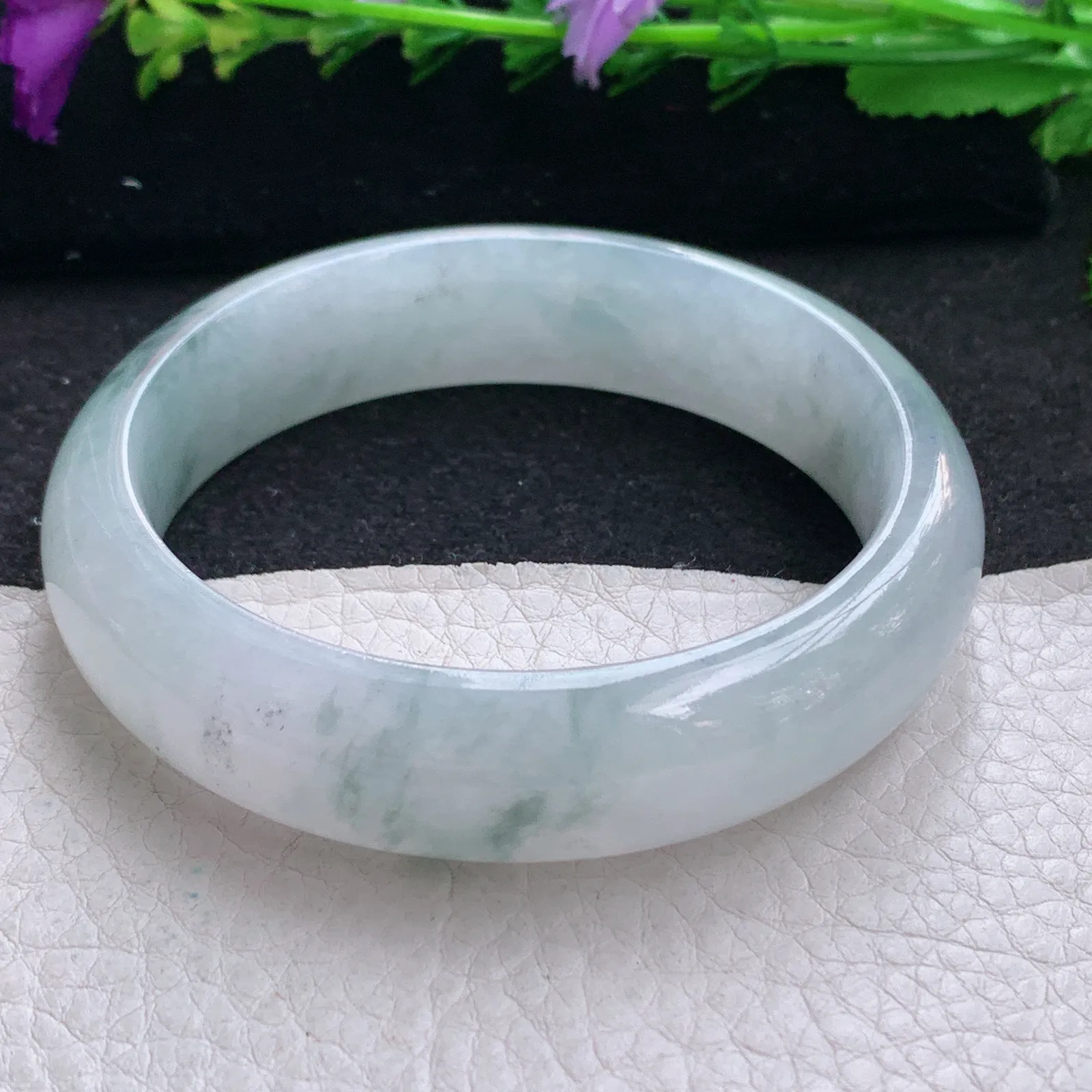 nr实拍58.8*15.3*8.8轮胎平安镯 缅甸翡翠a货玉手镯冰飘花宽边玉手环