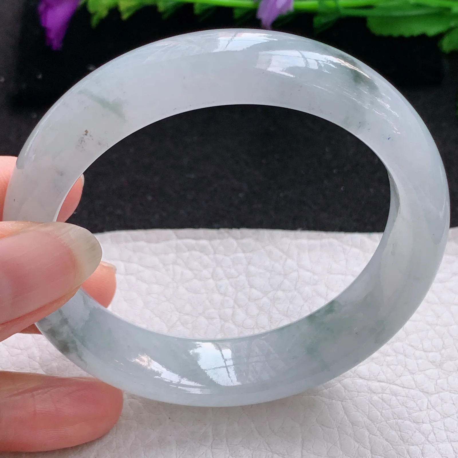 nr实拍58.8*15.3*8.8轮胎平安镯 缅甸翡翠a货玉手镯冰飘花宽边玉手环