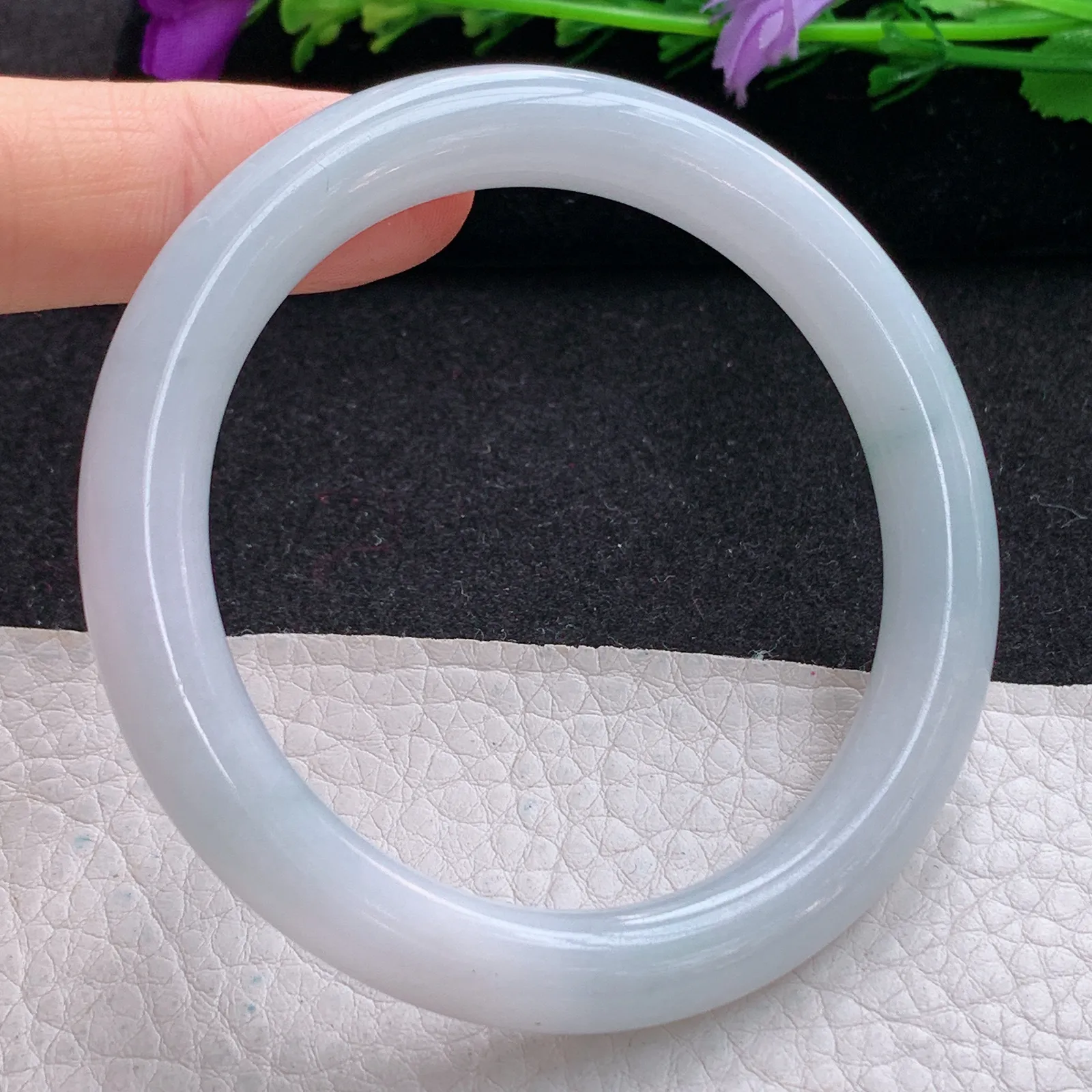 nr实拍55*8.3*8.8美人镯 缅甸翡翠a货玉手镯飘花圆条玉手环 叮当镯