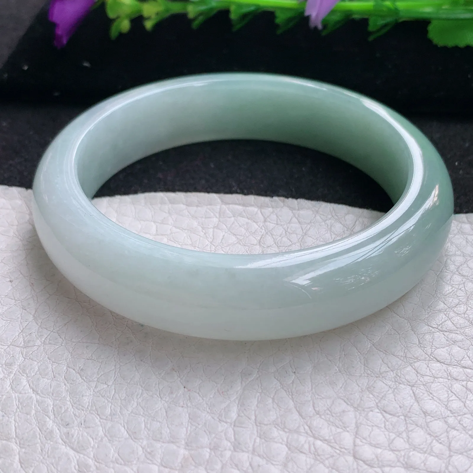 js实拍58.5*13.9*872平安镯 缅甸翡翠精美水润半山水厚装宽边玉手镯 玉手环