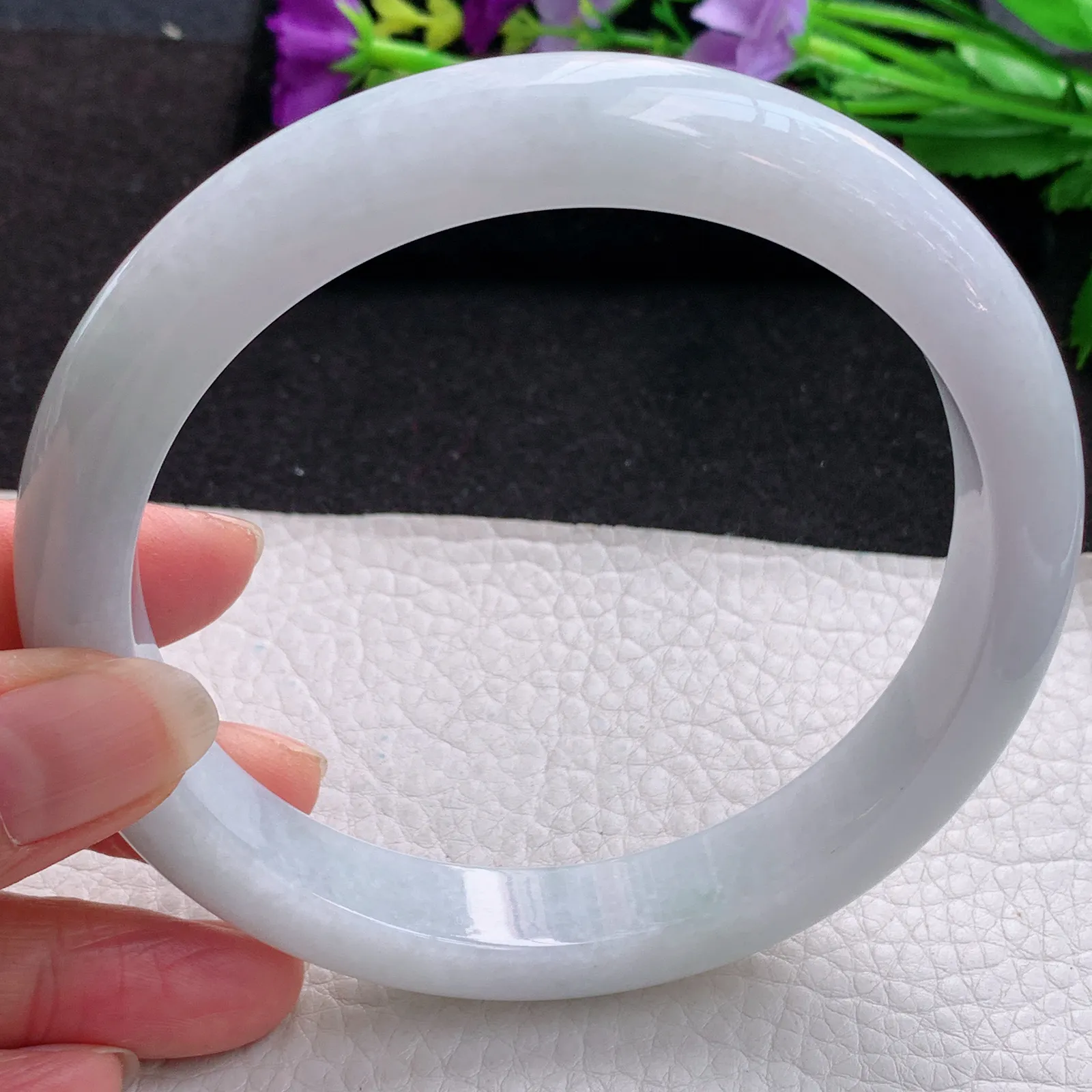 hh大圈口74*12.5*9.8平安镯 缅甸翡翠a货玉手镯水润宽边臂镯 玉手环