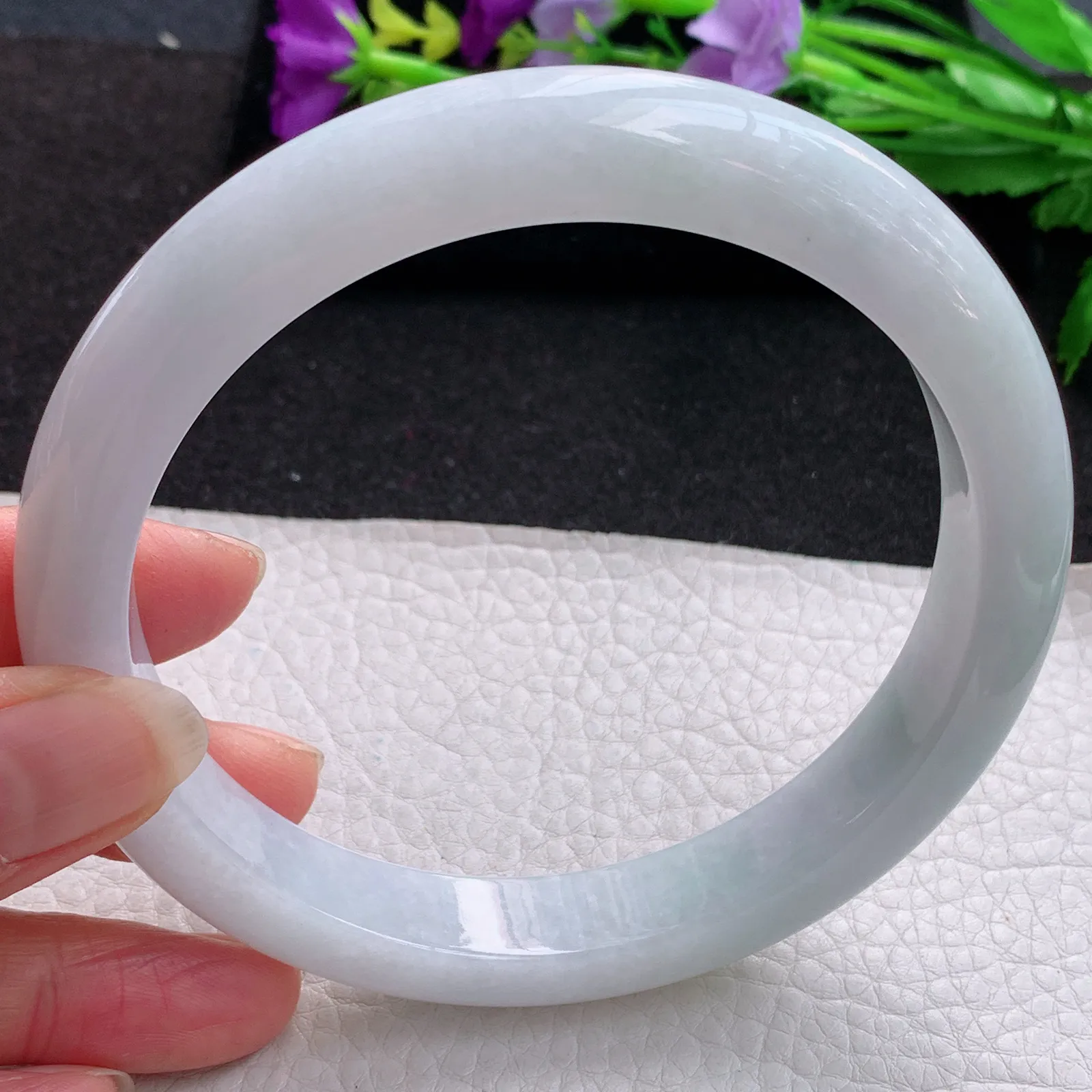 hh大圈口74*12.5*9.8平安镯 缅甸翡翠a货玉手镯水润宽边臂镯 玉手环