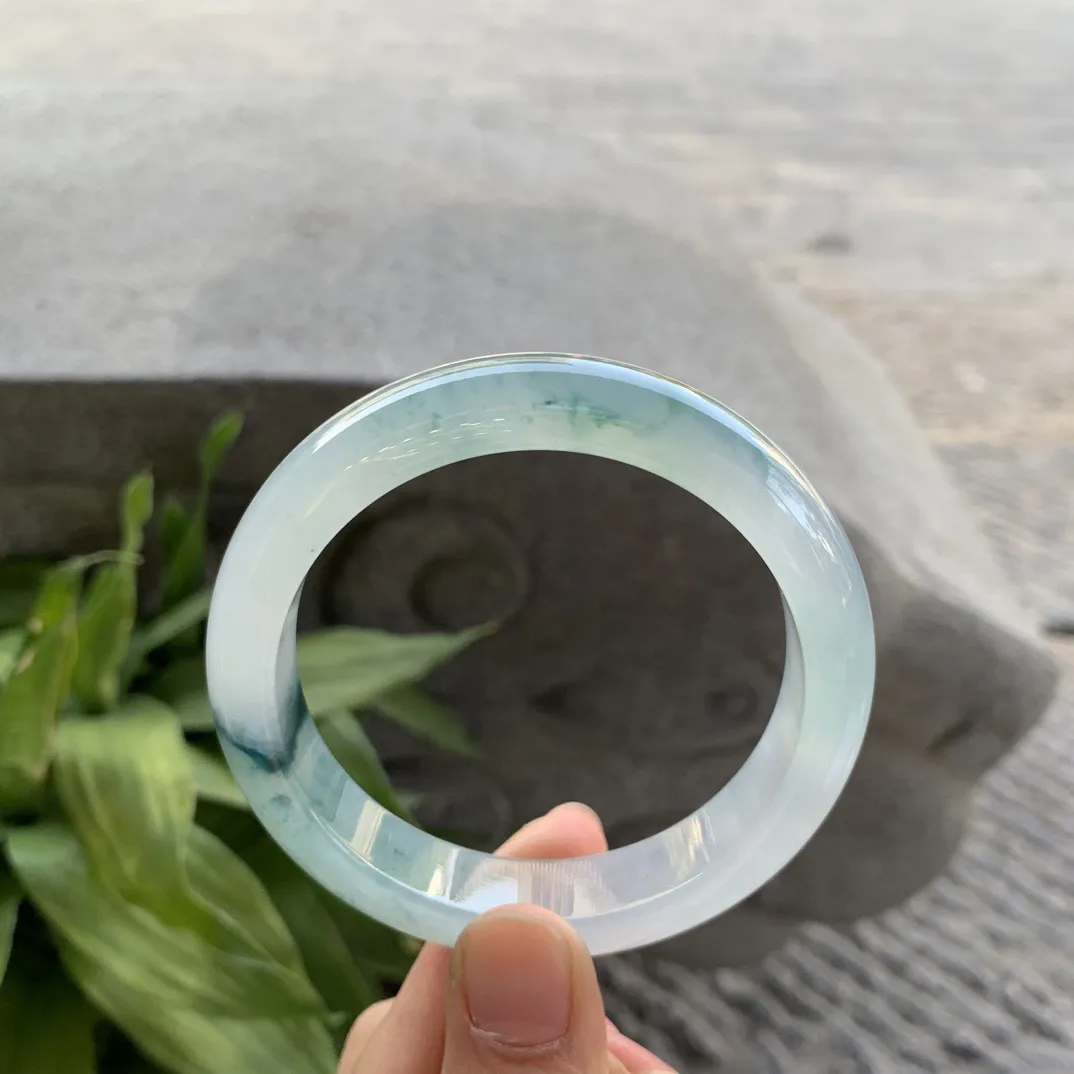 圈口57.8-12.8-8.8 【高冰飘花正圈手镯】正圈57 58可戴 冰透水润