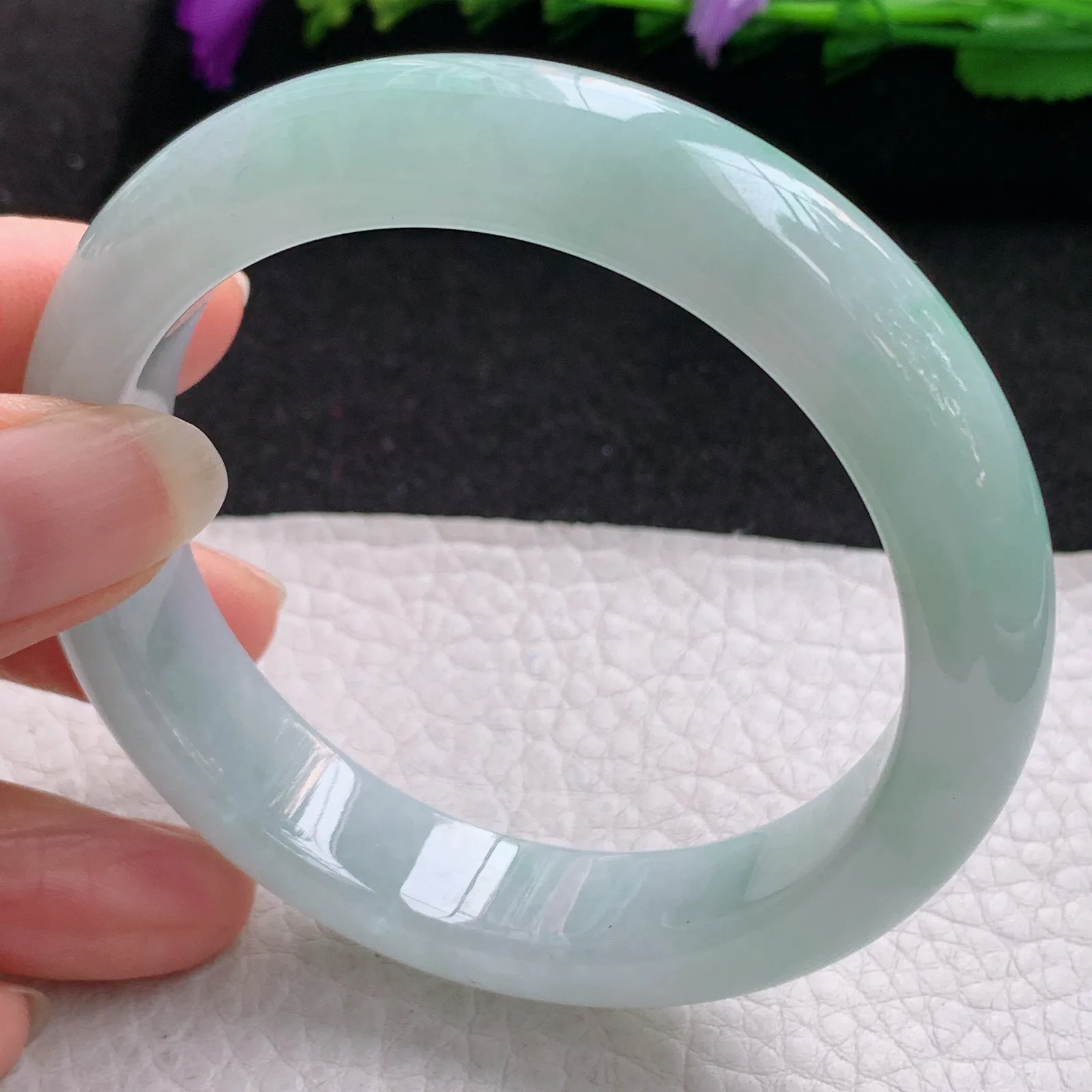 nr实拍57*13.2*8.8平安镯 缅甸翡翠a货玉手镯清爽飘绿宽边玉手环