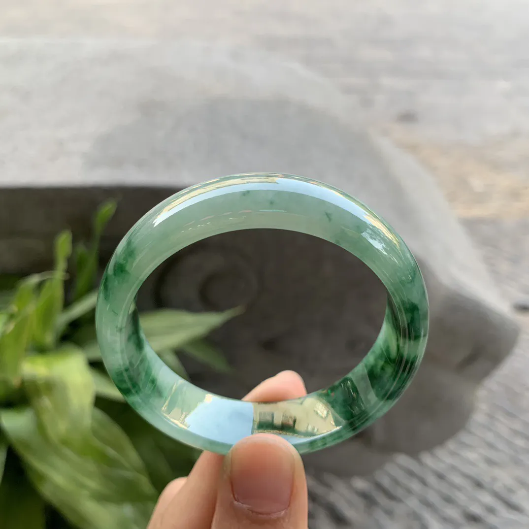 小圈口 50-14.5-6.6【飘绿花正圈手镯】正圈50 51可戴