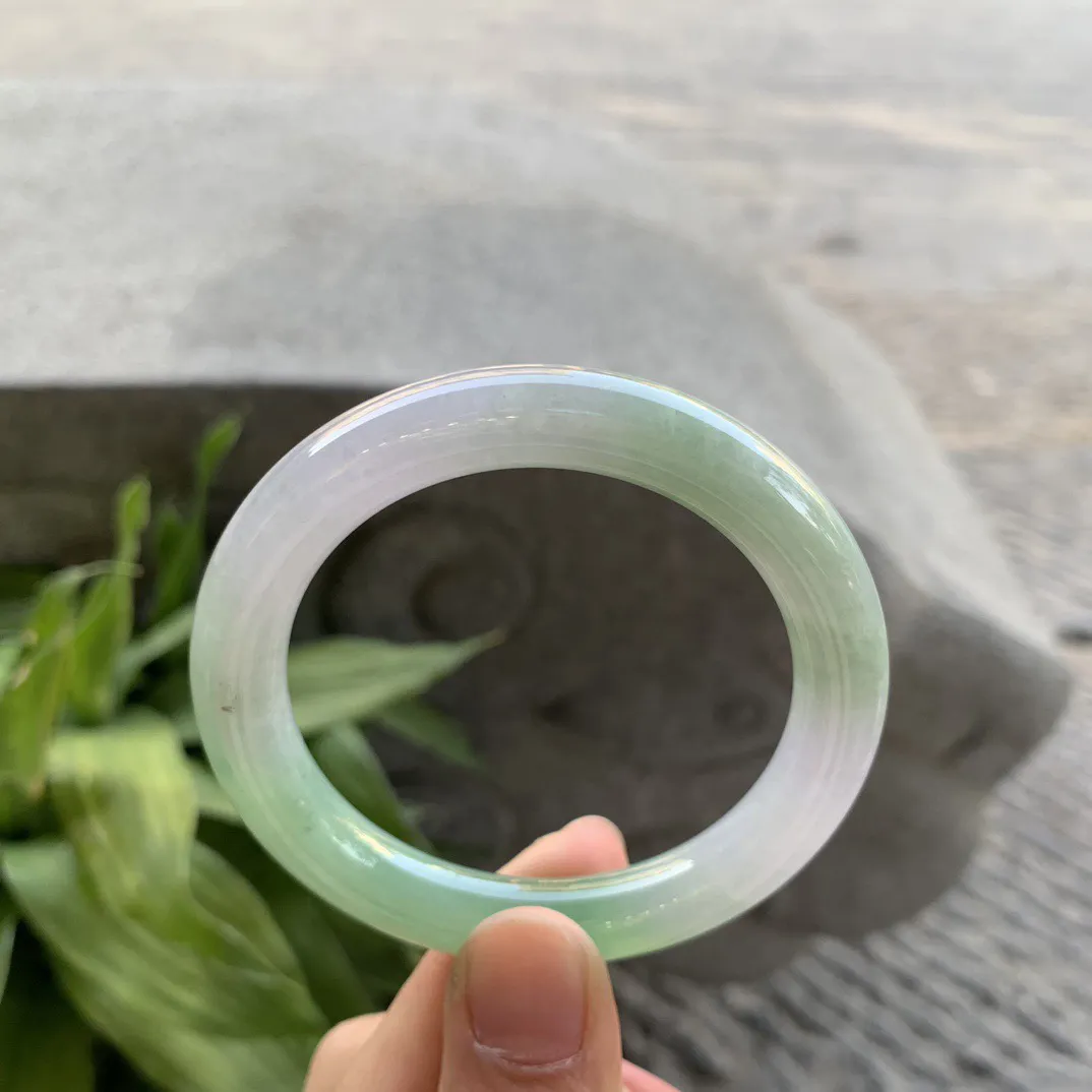 小圈口51.1-9.3 【春彩圆条手镯】圆条51 52可戴 冰透水润