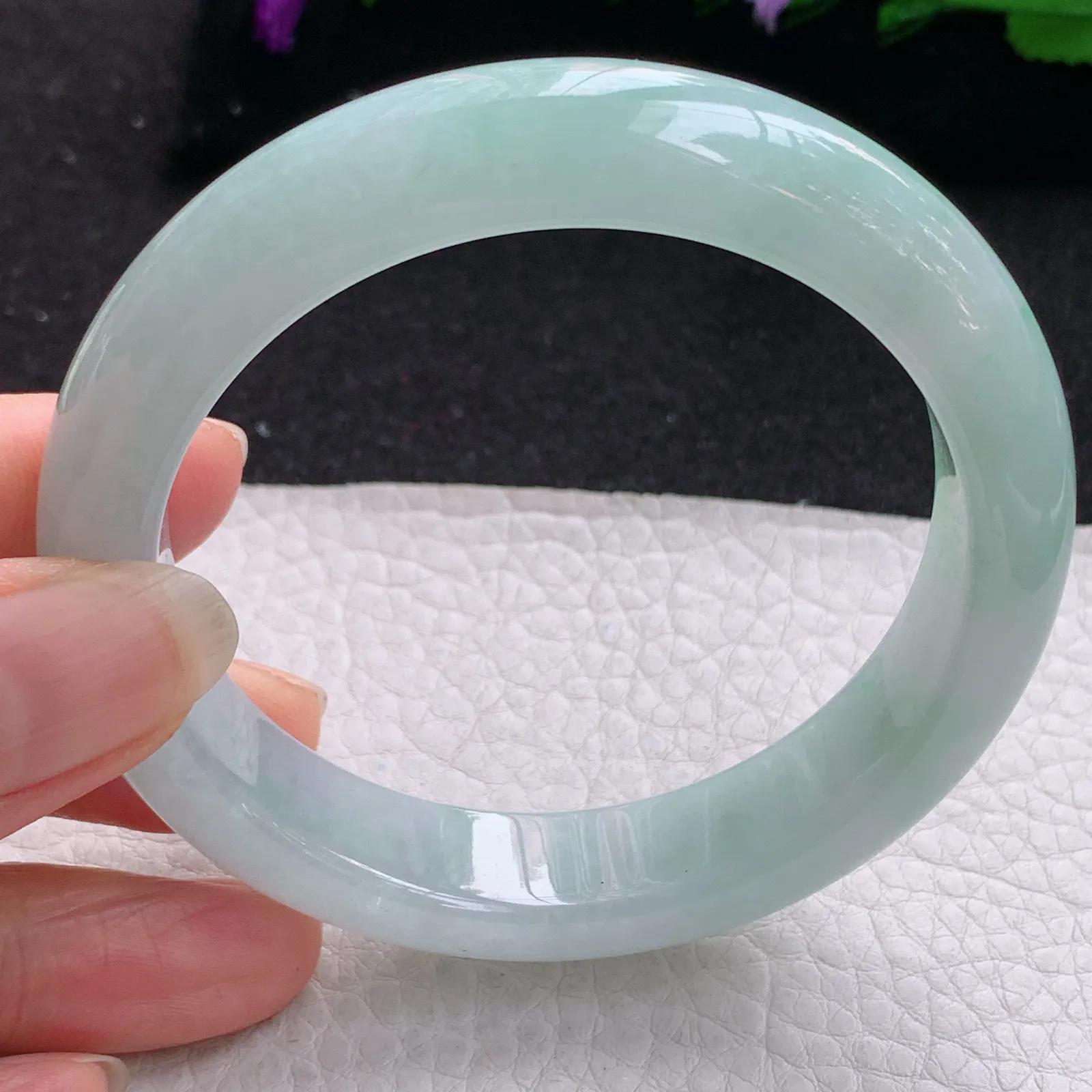 nr实拍57*13.2*8.8平安镯 缅甸翡翠a货玉手镯清爽飘绿宽边玉手环