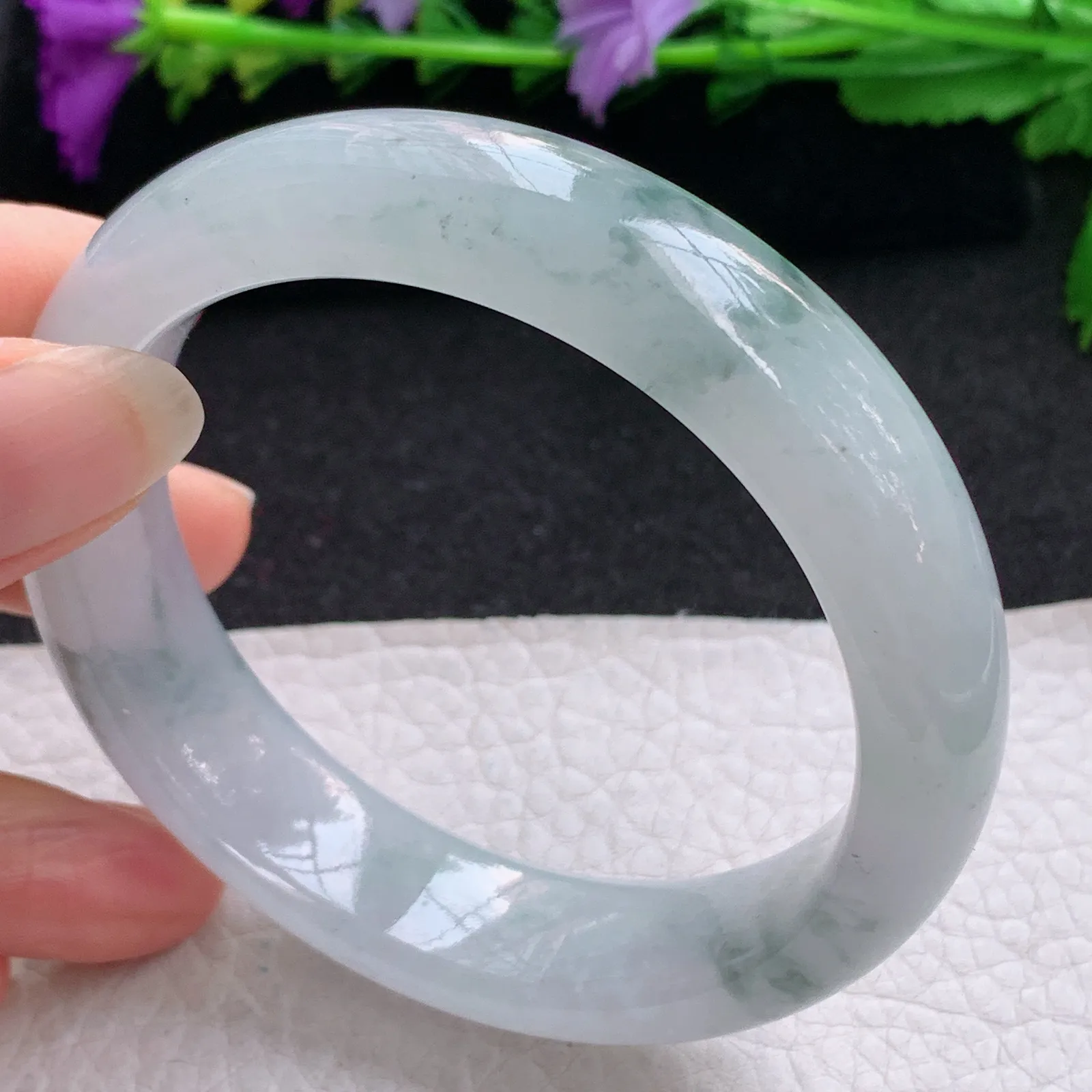 nr实拍58.8*15.3*8.8轮胎平安镯 缅甸翡翠a货玉手镯冰飘花宽边玉手环