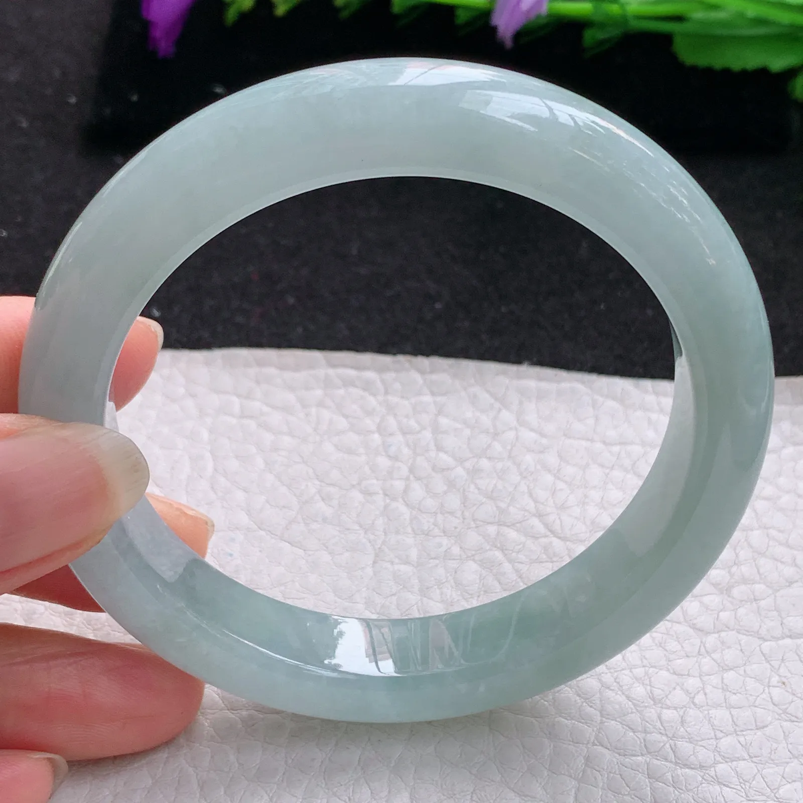 nr大圈口60*12.2*9平安镯 缅甸翡翠a货玉手镯冰润宽边玉手环