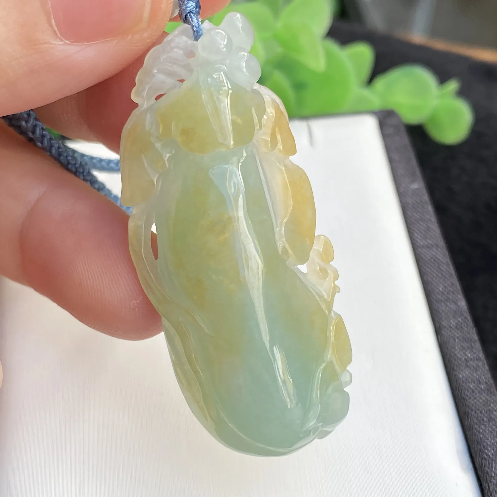 推荐【冰润双彩福瓜】黄加绿，细腻，厚装，无纹裂，50*23*11.2