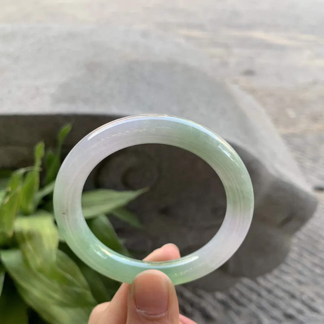 小圈口51.1-9.3 【春彩圆条手镯】圆条51 52可戴 冰透水润