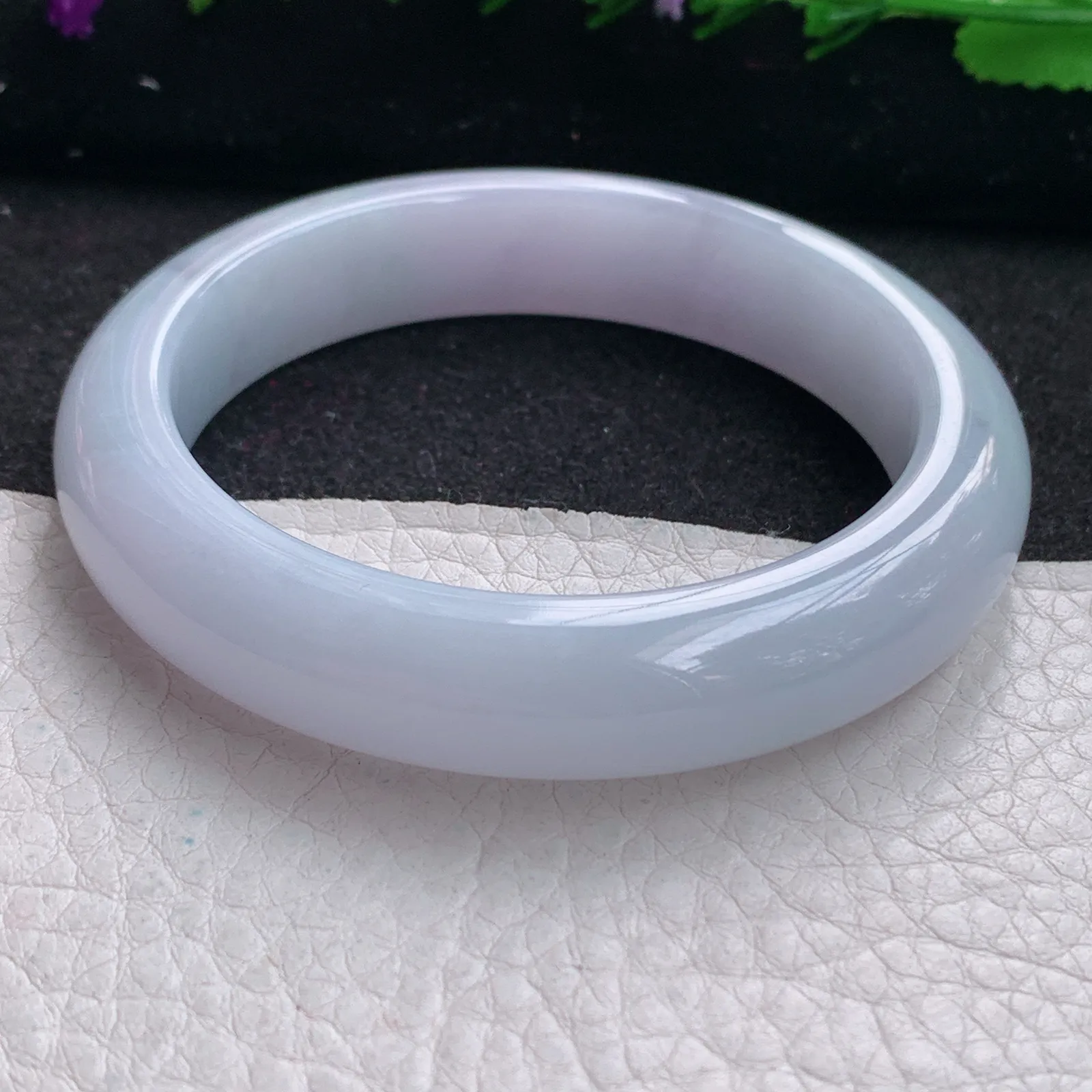 z实拍54.5*12.2*8.5平安镯 缅甸翡翠精美冰润淡紫厚装宽边玉手镯 玉手环