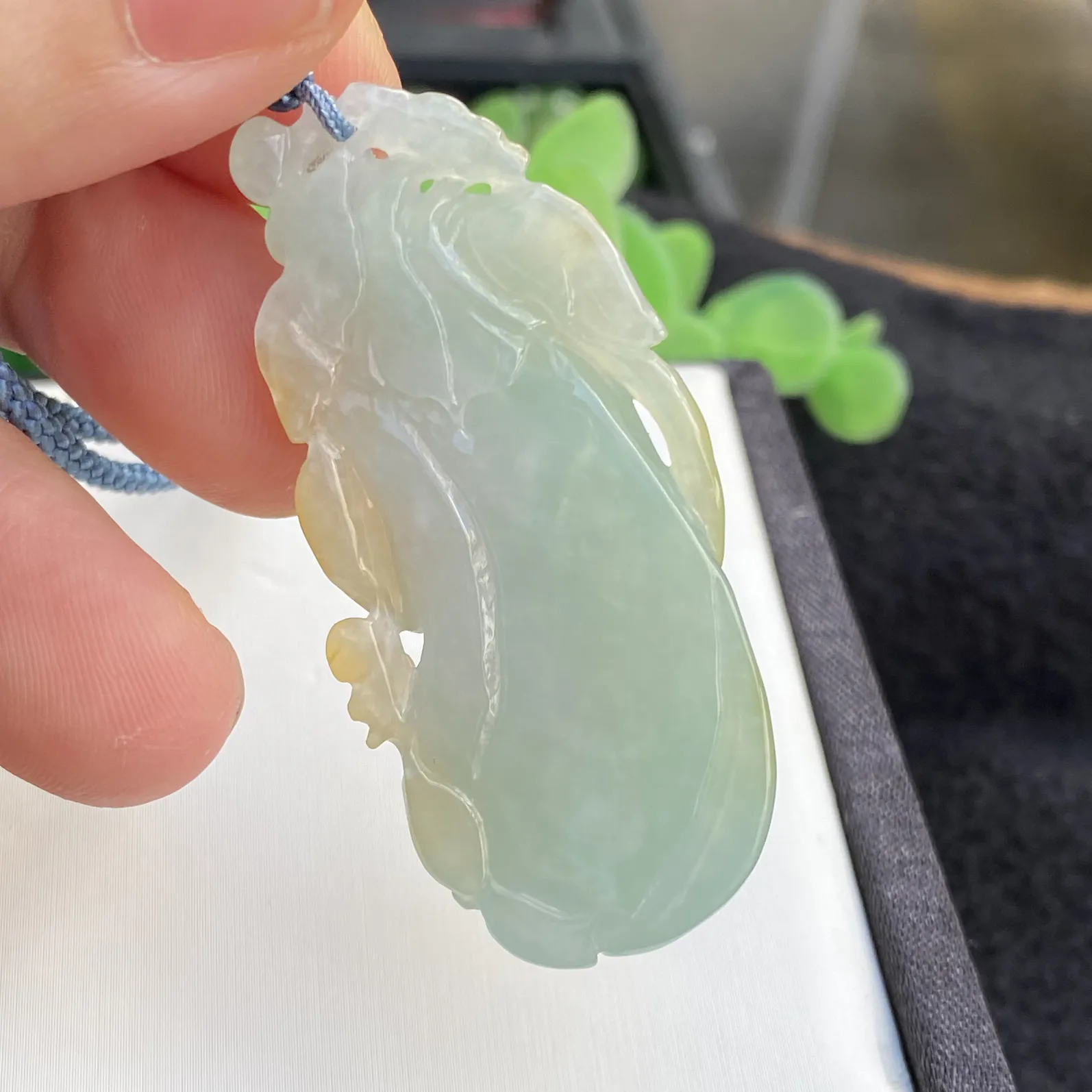 推荐【冰润双彩福瓜】黄加绿，细腻，厚装，无纹裂，50*23*11.2