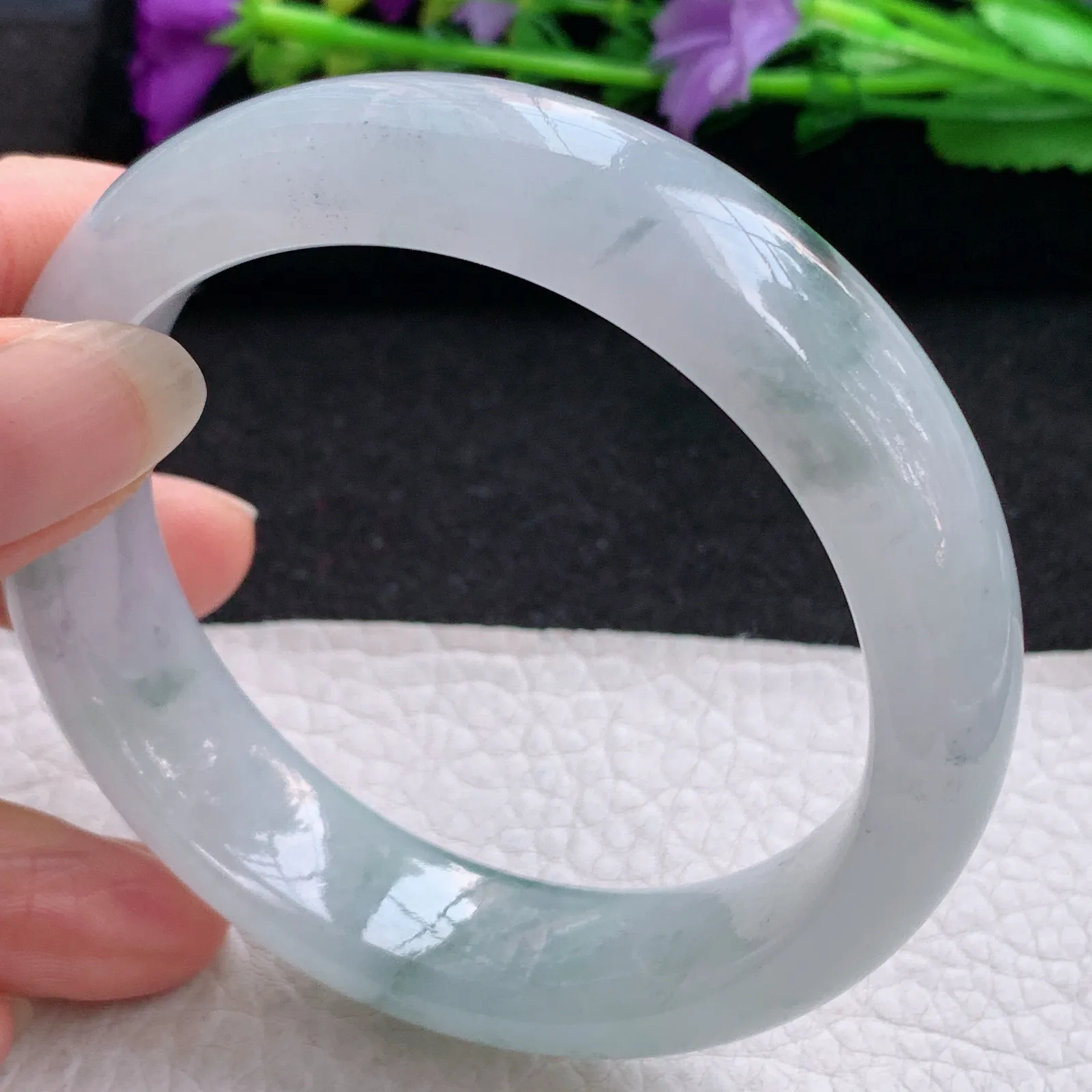 nr实拍58.8*15.3*8.8轮胎平安镯 缅甸翡翠a货玉手镯冰飘花宽边玉手环