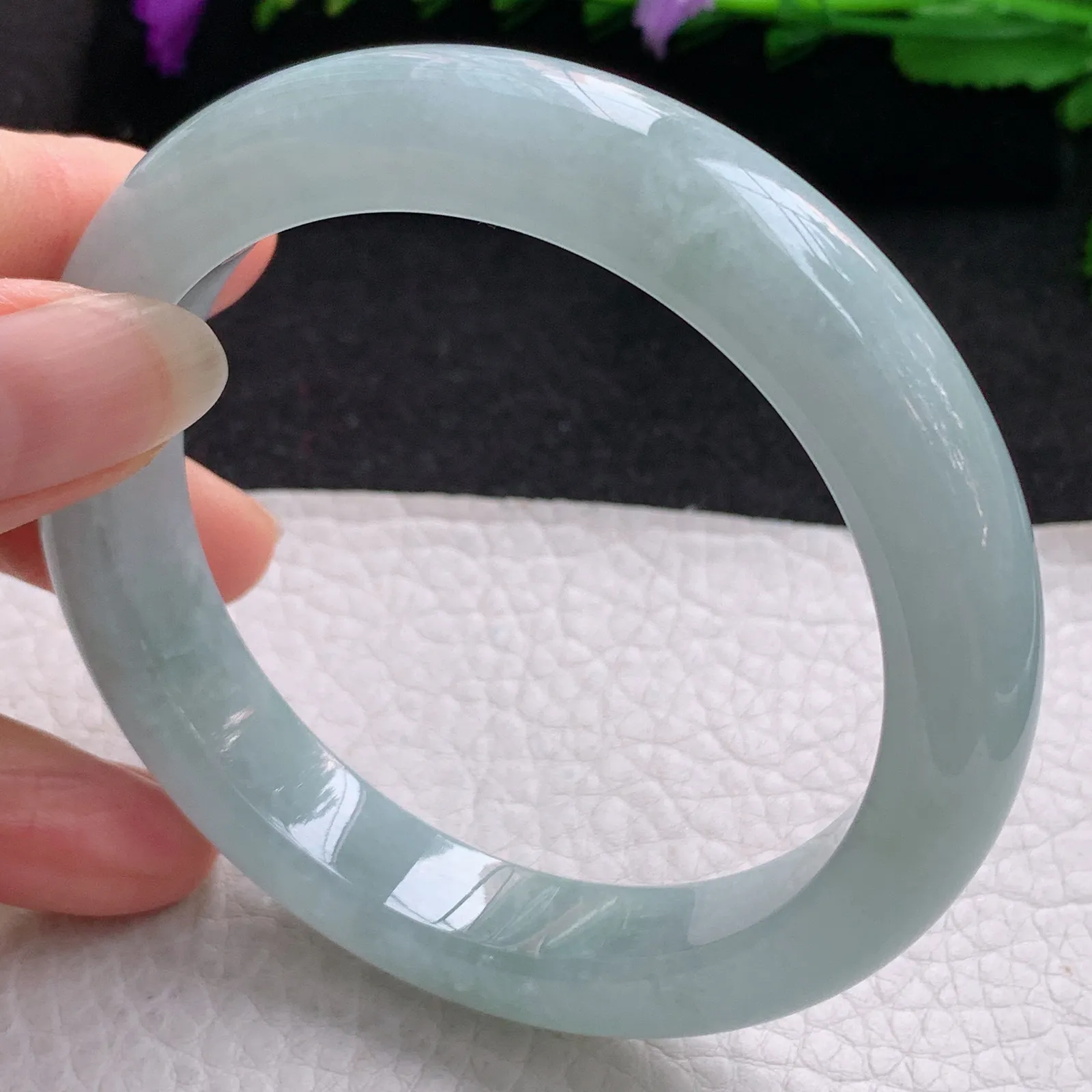 nr大圈口60*12.2*9平安镯 缅甸翡翠a货玉手镯冰润宽边玉手环