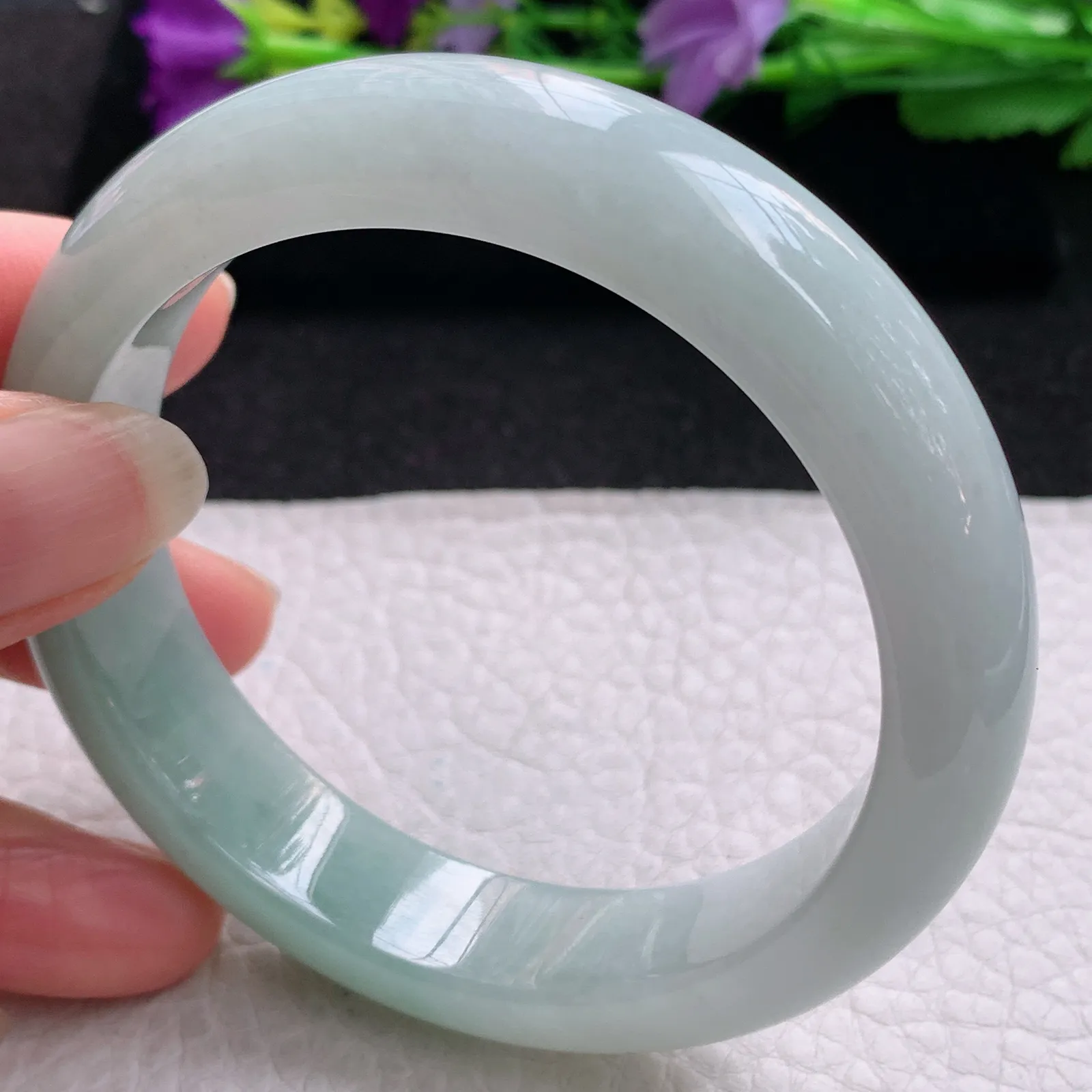 js实拍58.5*13.9*872平安镯 缅甸翡翠精美水润半山水厚装宽边玉手镯 玉手环