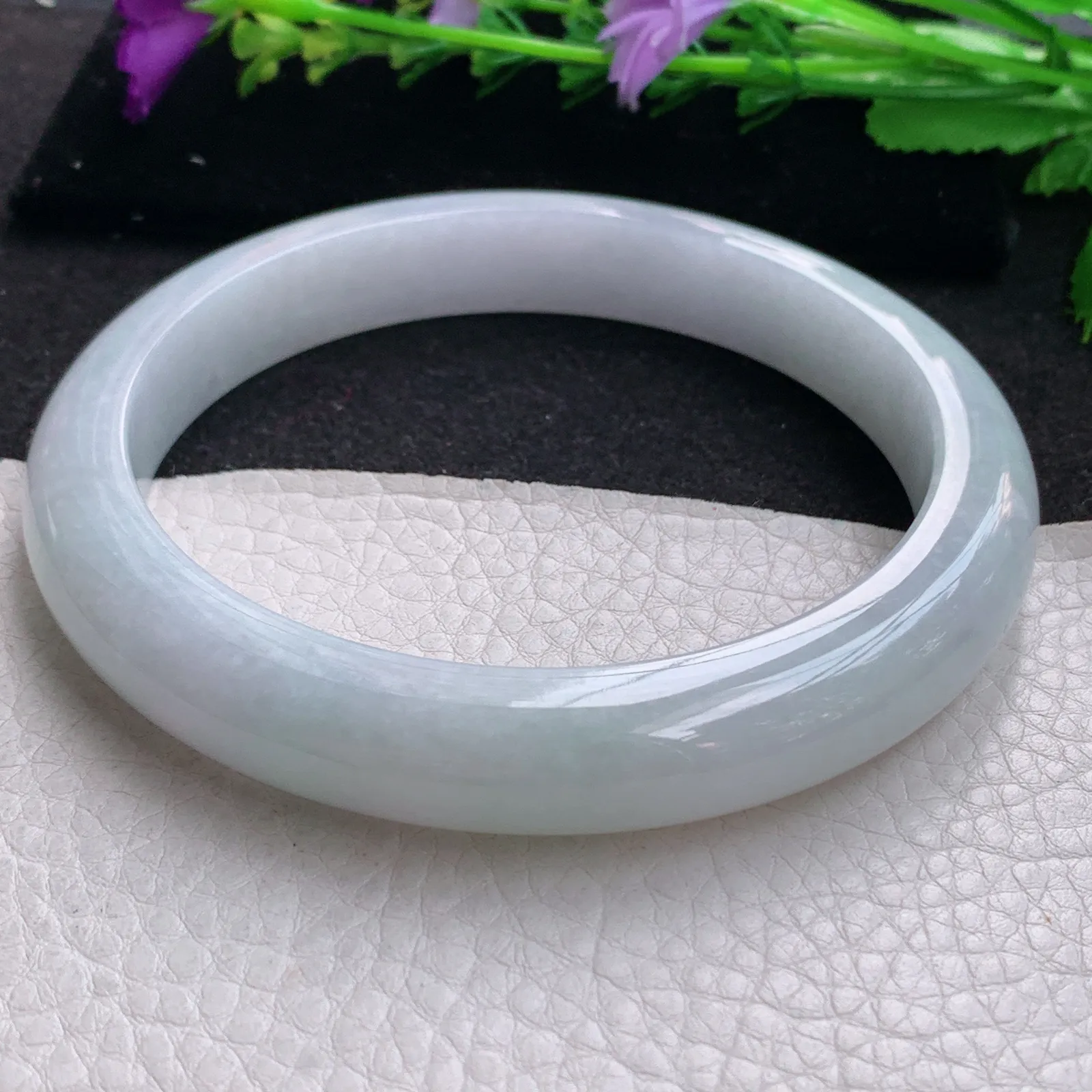 hh大圈口74*12.5*9.8平安镯 缅甸翡翠a货玉手镯水润宽边臂镯 玉手环