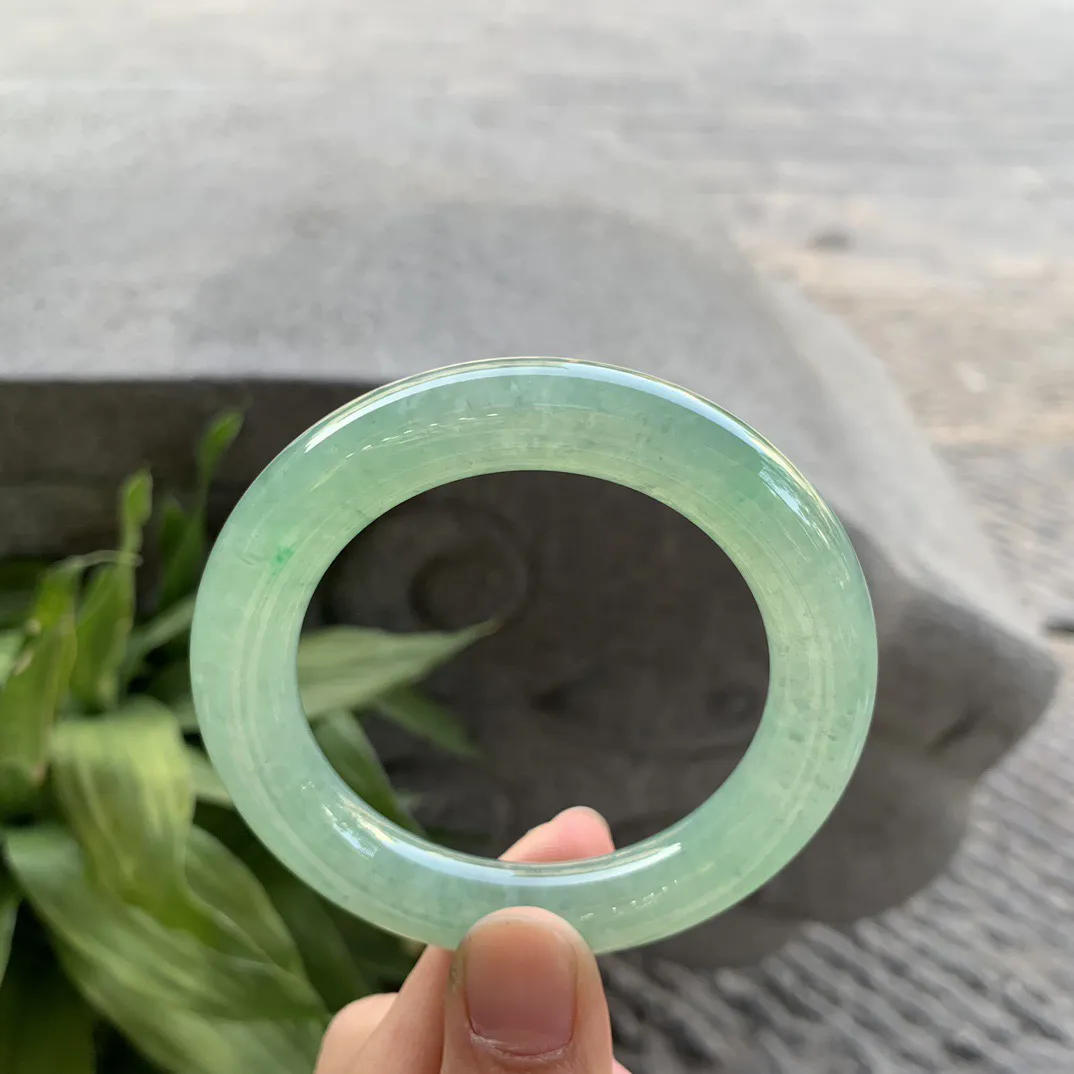 小圈口51.3-10.7 【冰绿圆条手镯】圆条51 52可戴