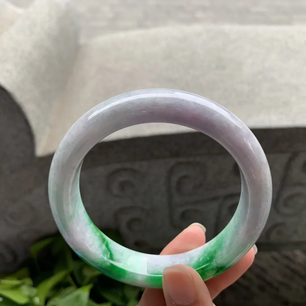 大圈口62.8-14.2-9.6 【飘辣绿正圈手镯】正圈62 63可戴