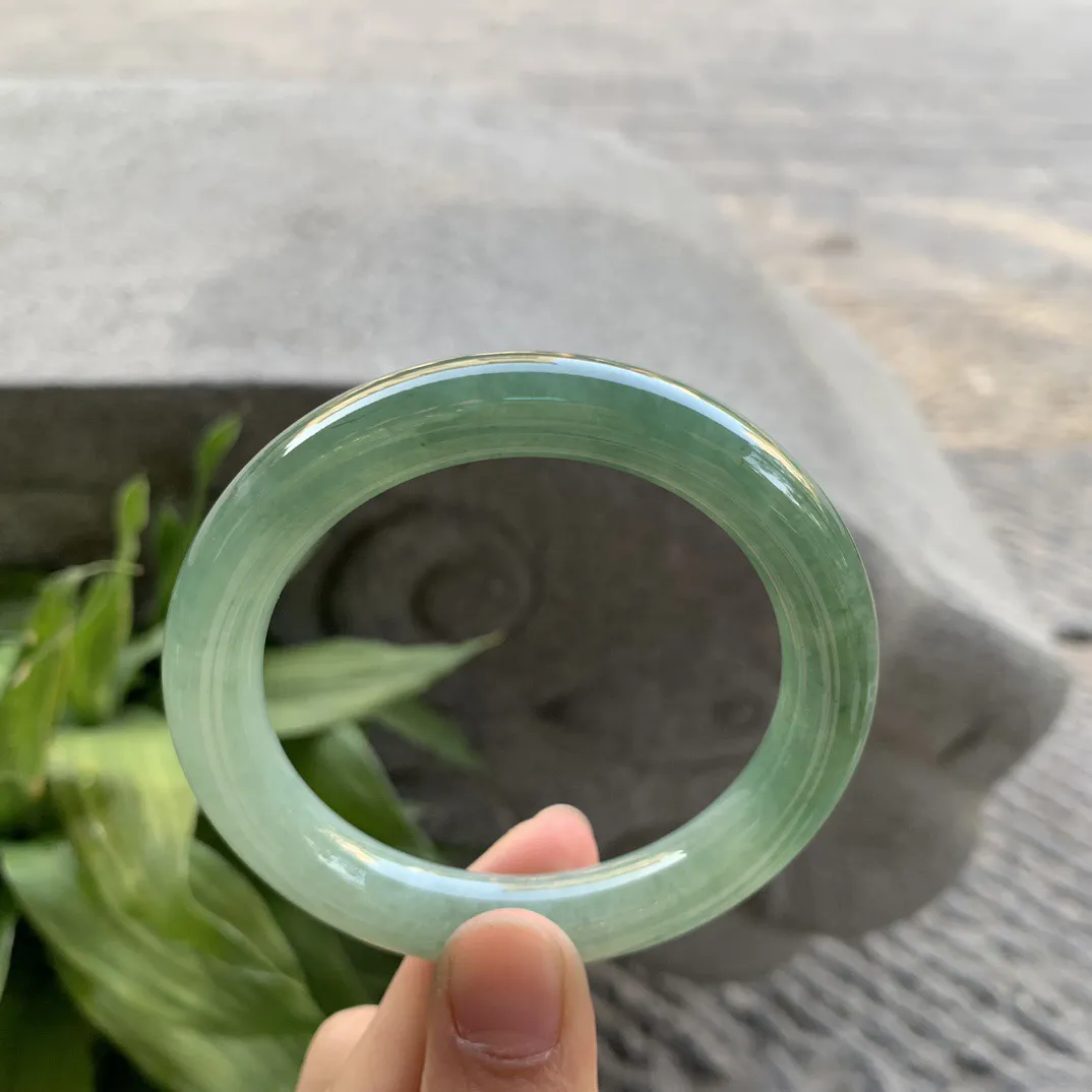 圈口54.8-10.7 【油绿圆条手镯】圆条54 55可戴