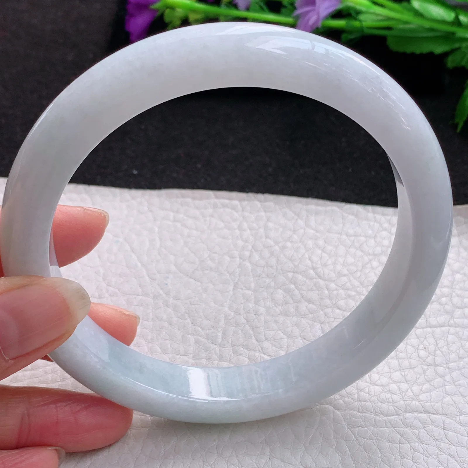 hh大圈口74*12.5*9.8平安镯 缅甸翡翠a货玉手镯水润宽边臂镯 玉手环